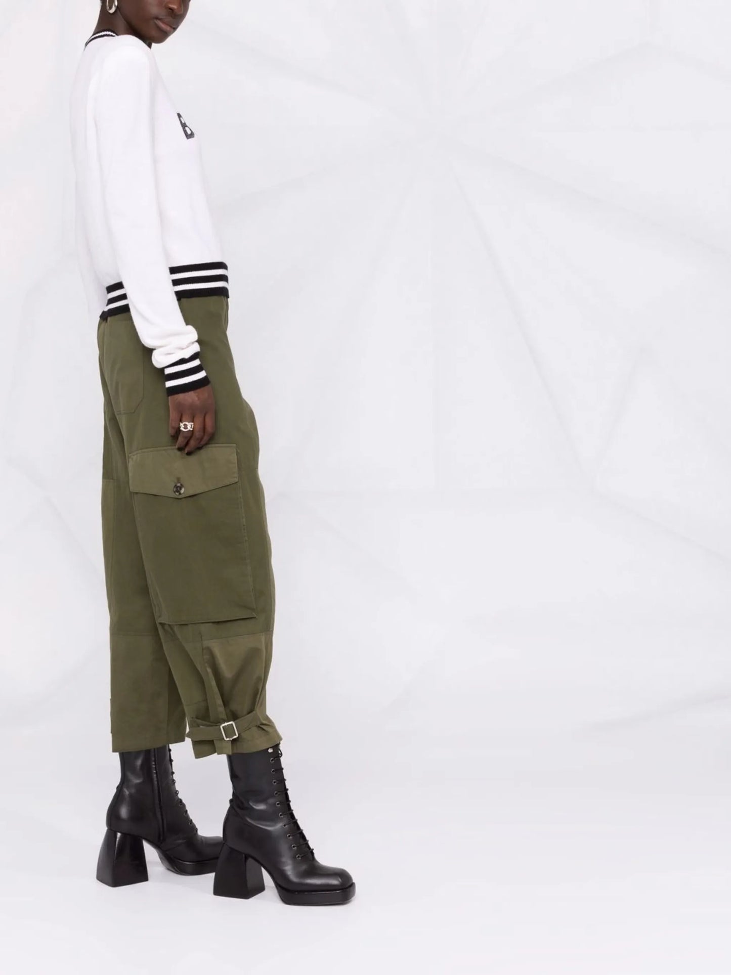 mesh-logo cropped knitted jumper