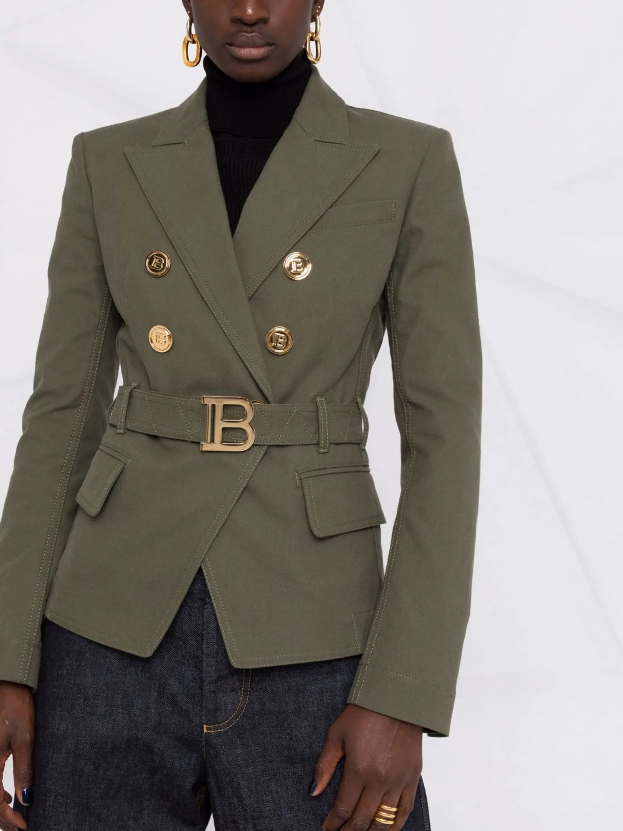belted double-breasted blazer