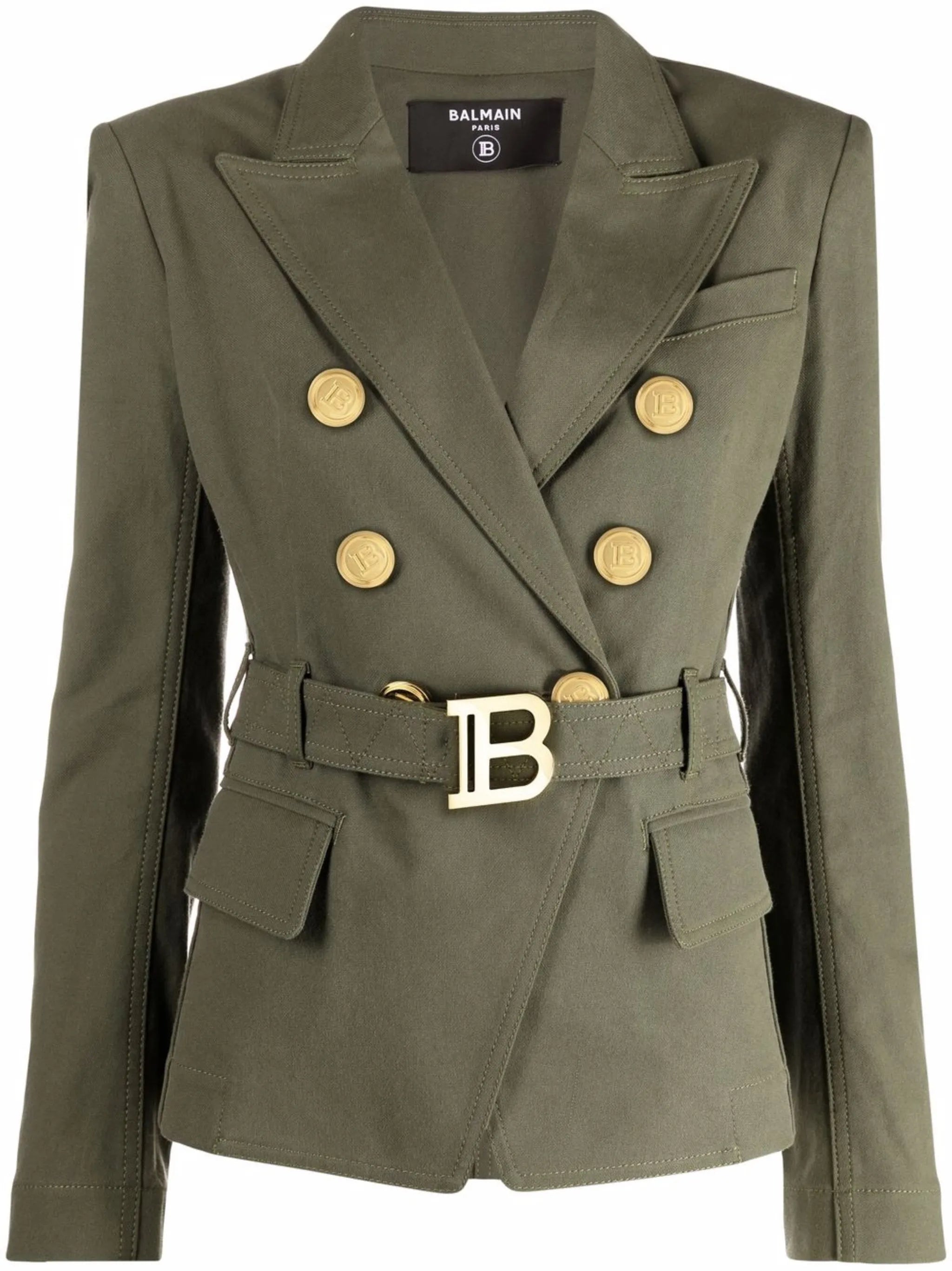 belted double-breasted blazer