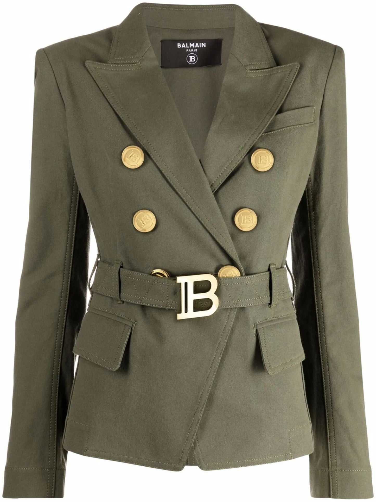 belted double-breasted blazer
