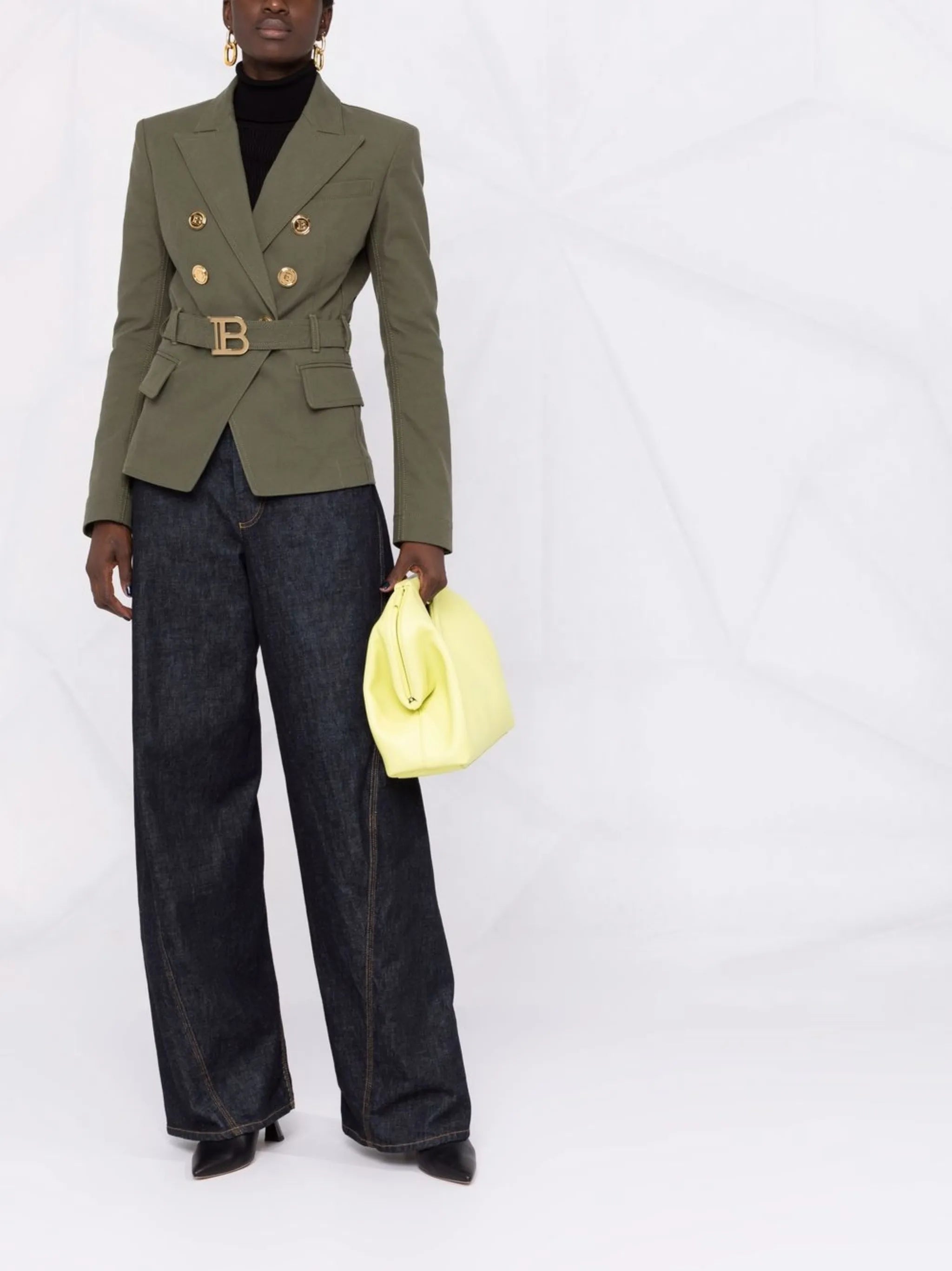 belted double-breasted blazer