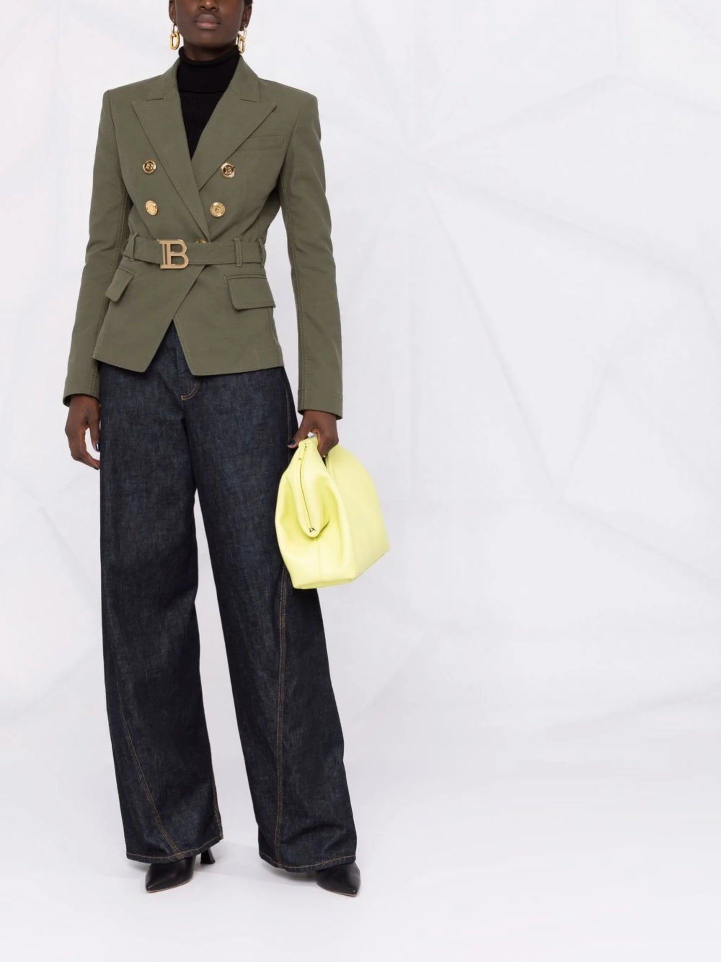 belted double-breasted blazer