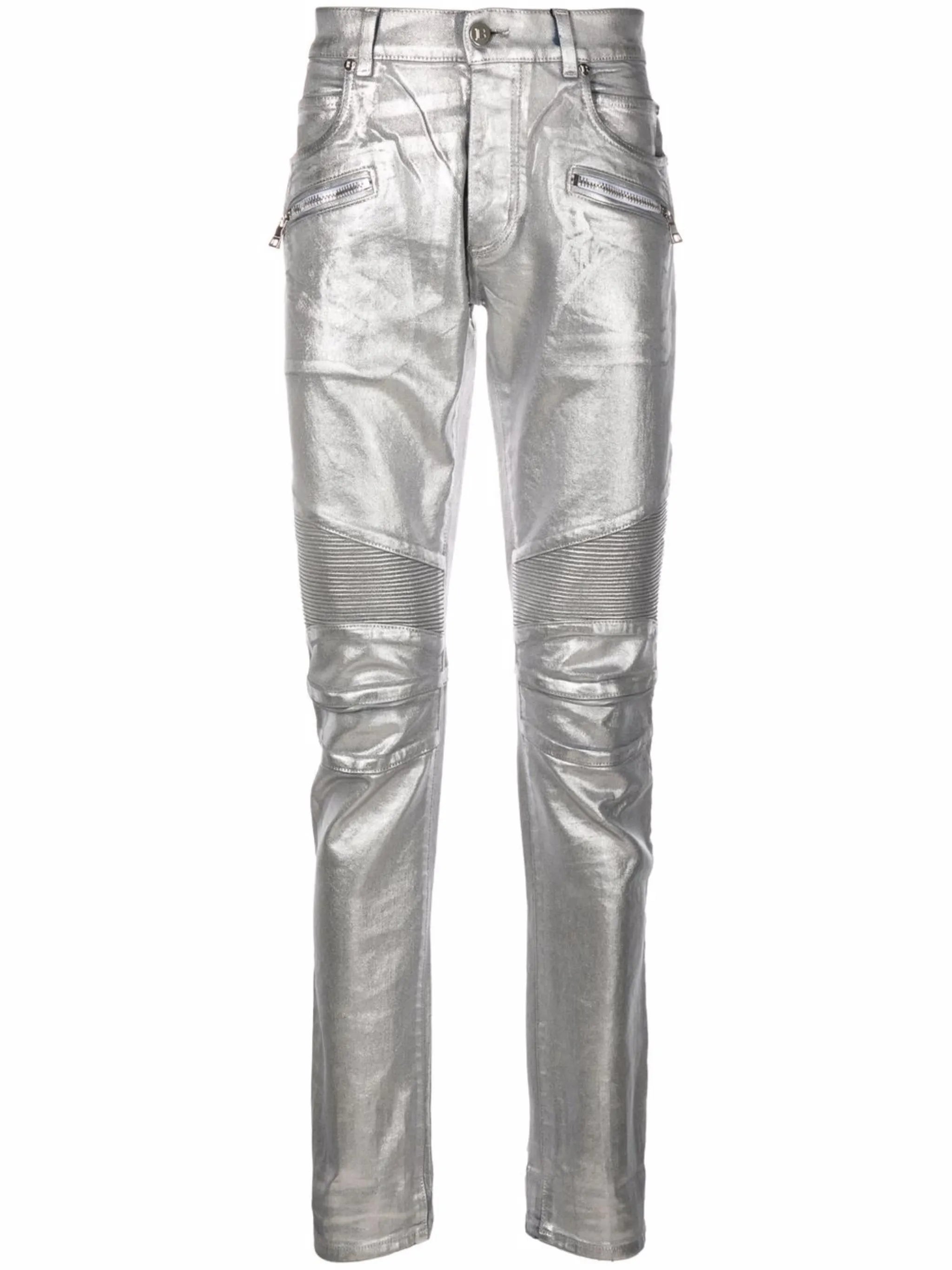 logo embossed monogram slim-fit jeans