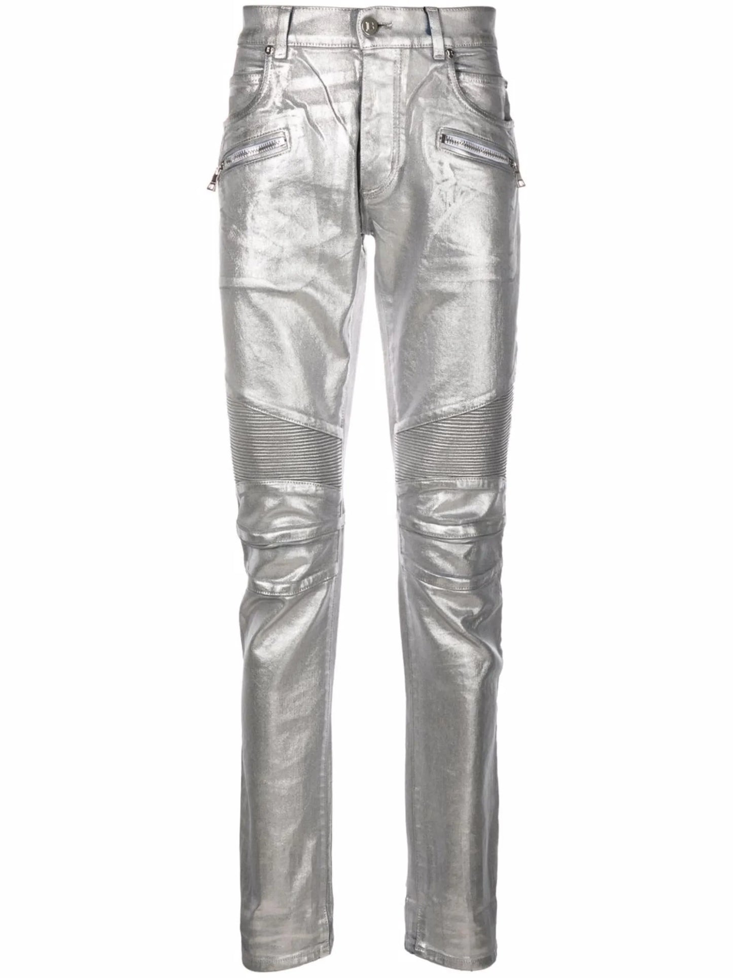 logo embossed monogram slim-fit jeans