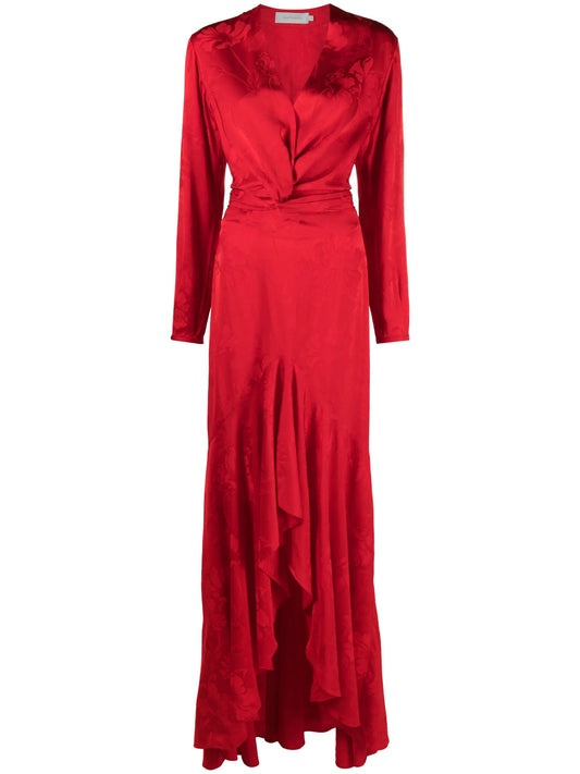 Acquaviva floral jacquard wrap dress