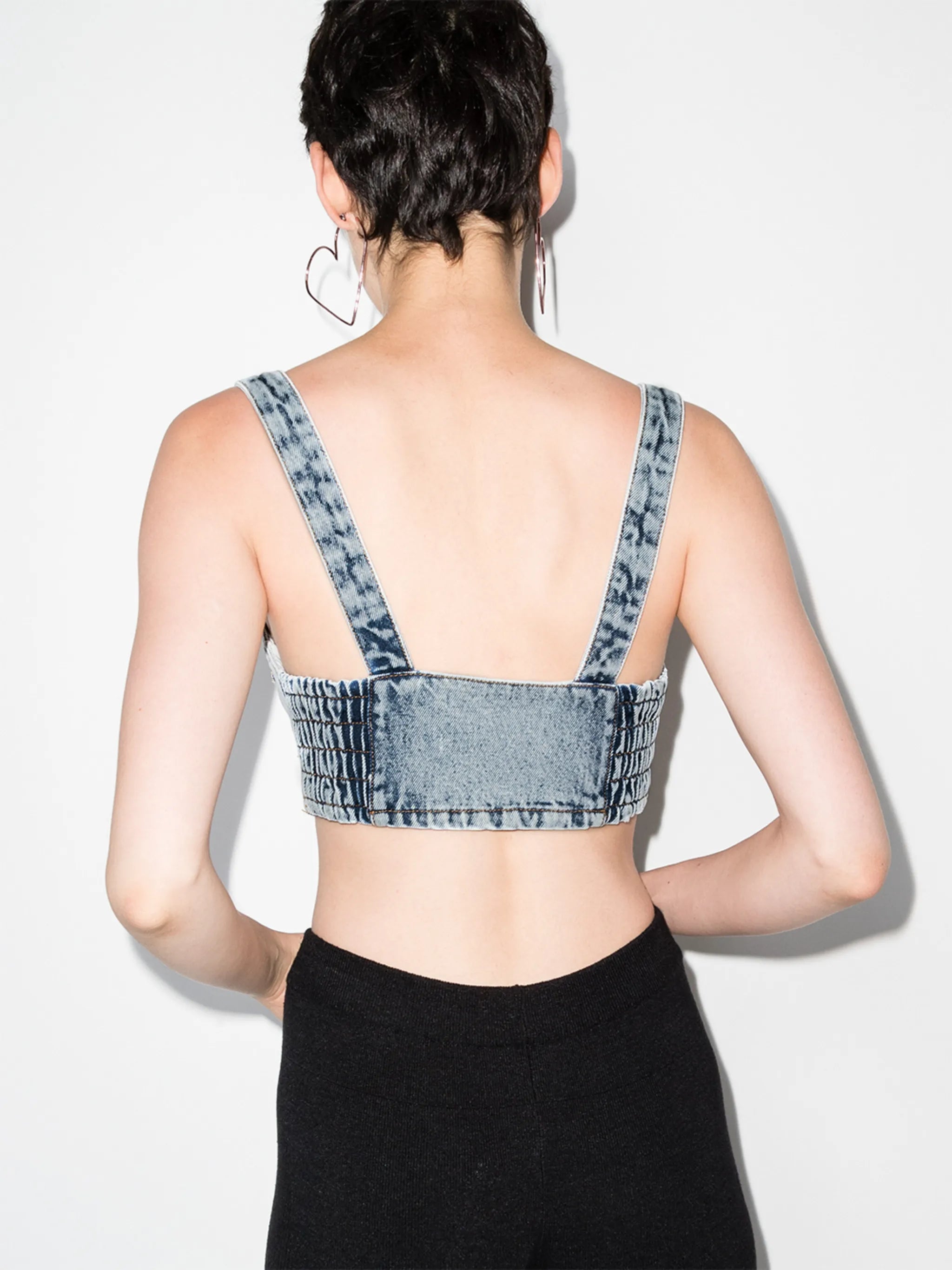 crystal-embellished denim bustier