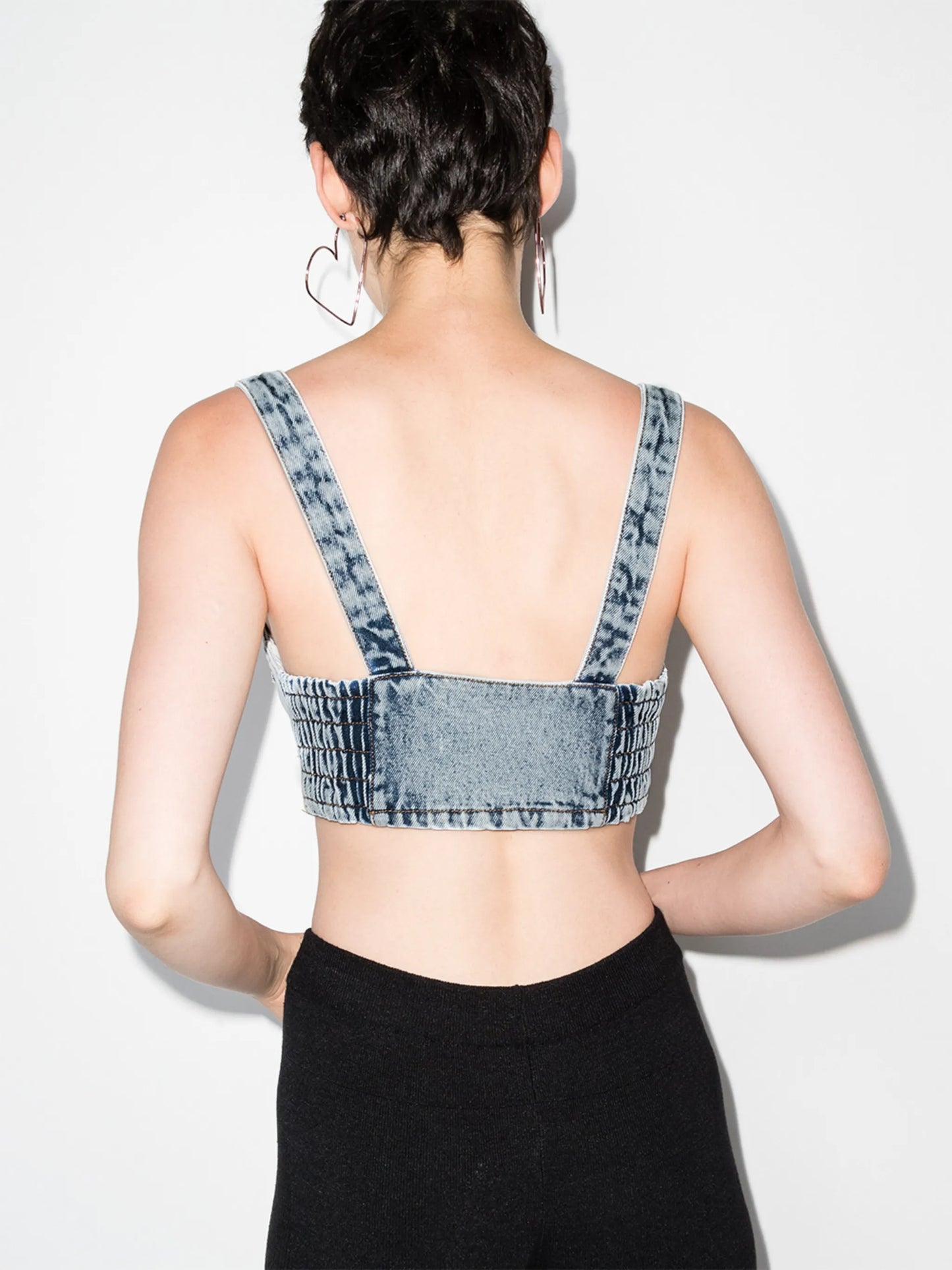 crystal-embellished denim bustier