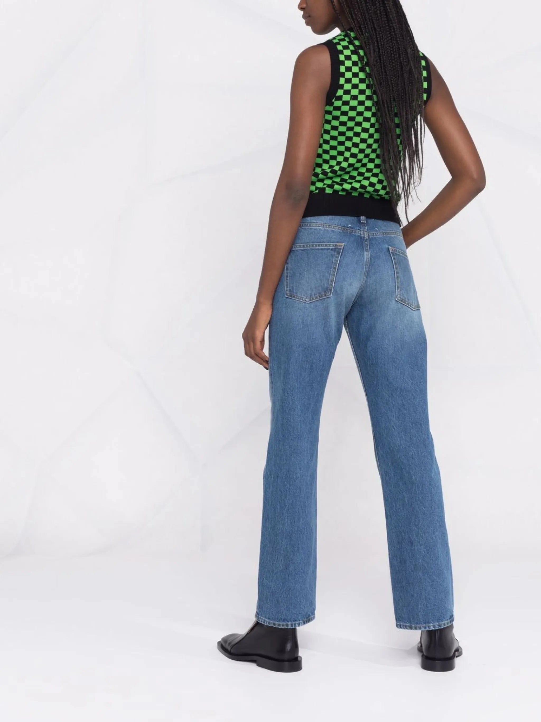 mid-rise straight-leg jeans