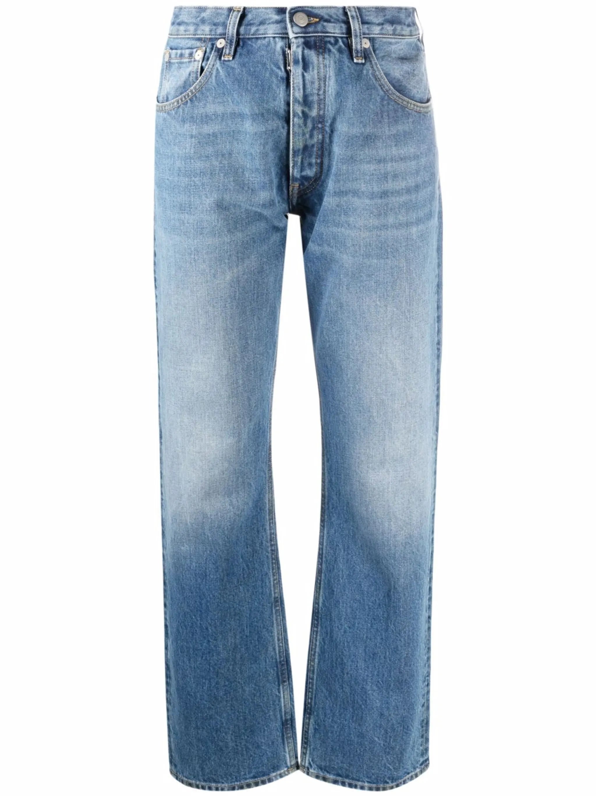 mid-rise straight-leg jeans