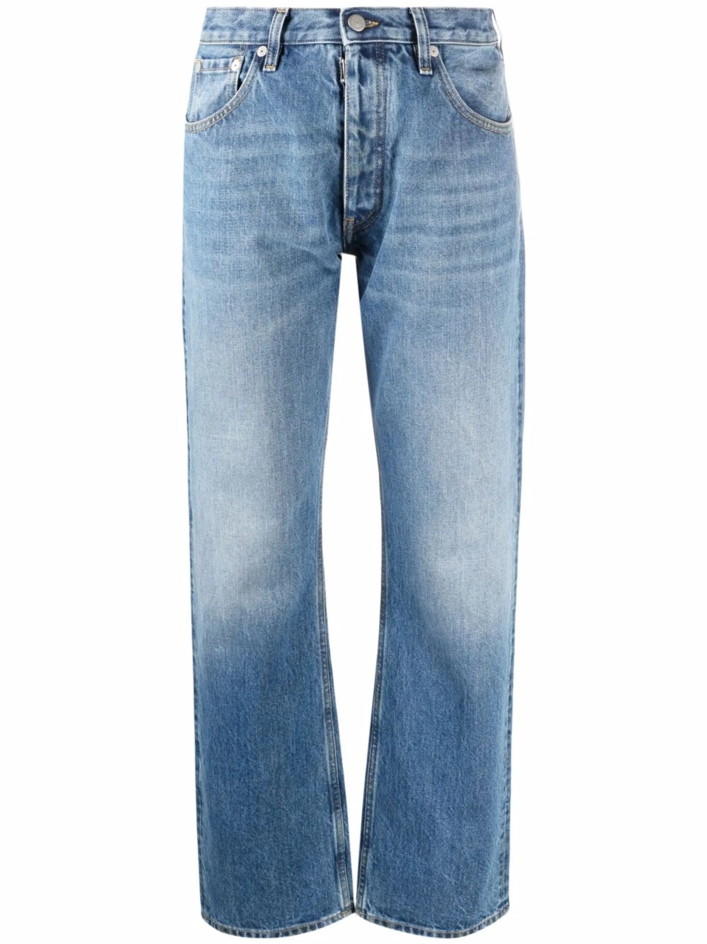 mid-rise straight-leg jeans
