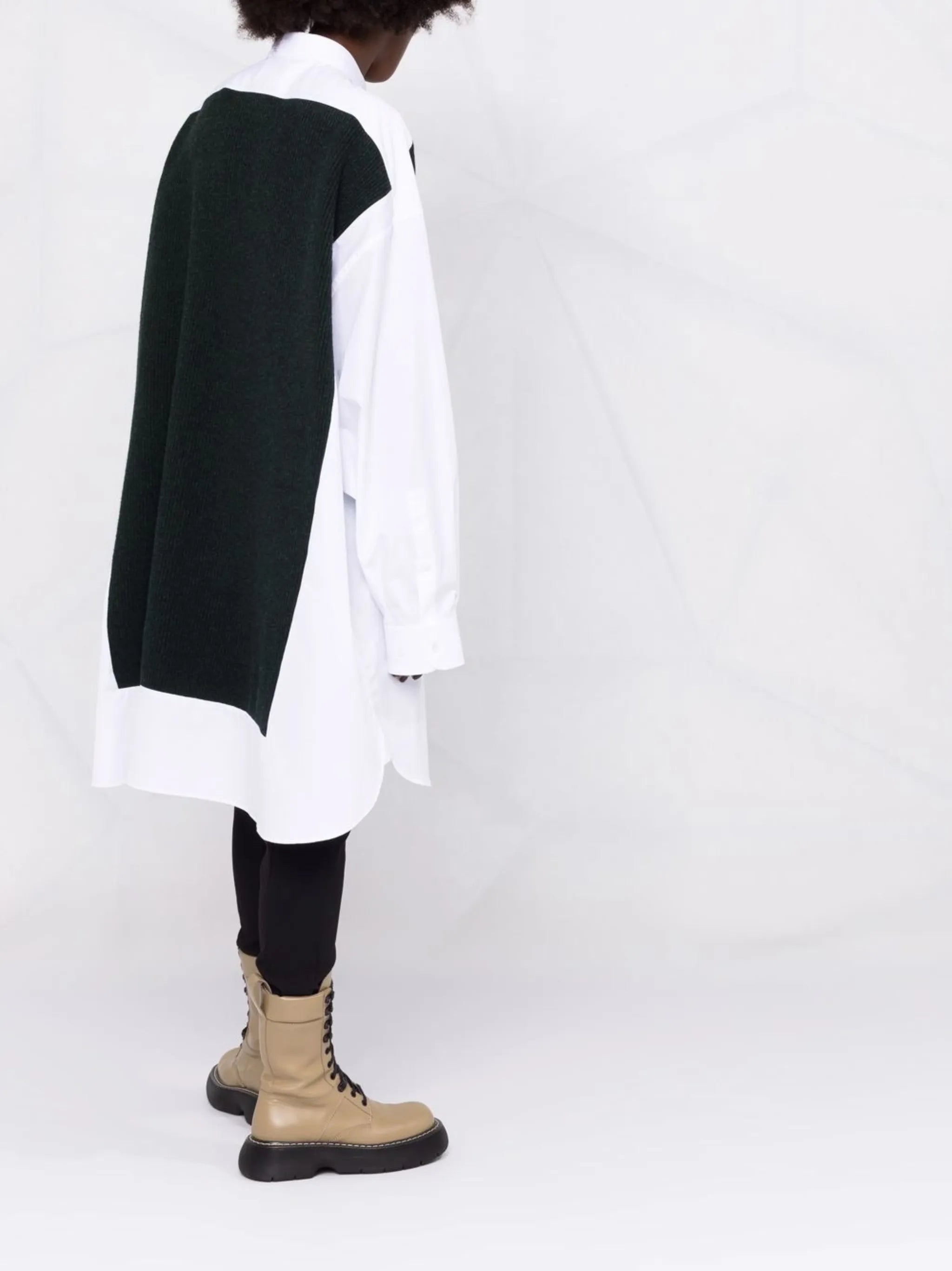 oversized jumper-panel shirt dress