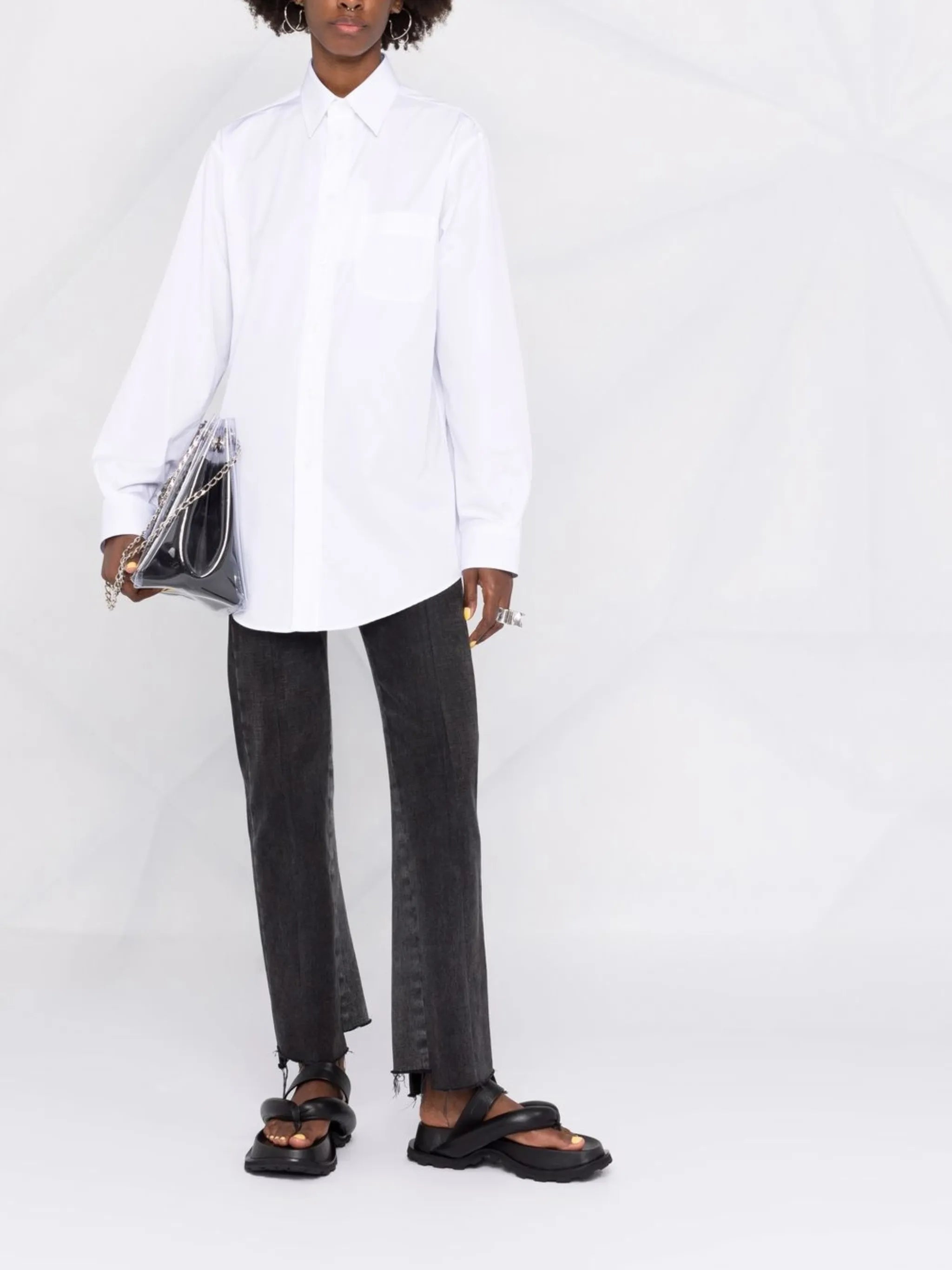 long-sleeve plain organic cotton shirt