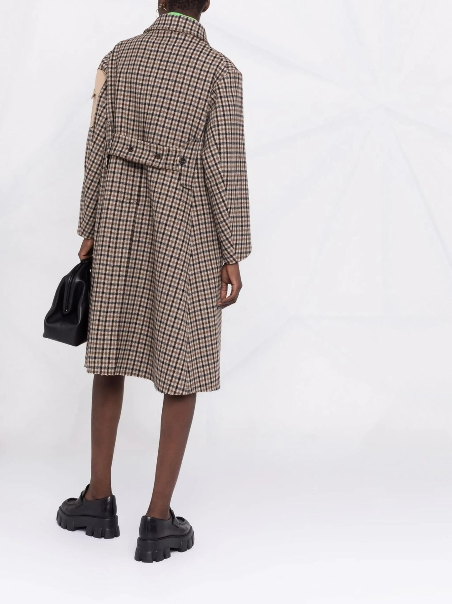 check-print wool coat