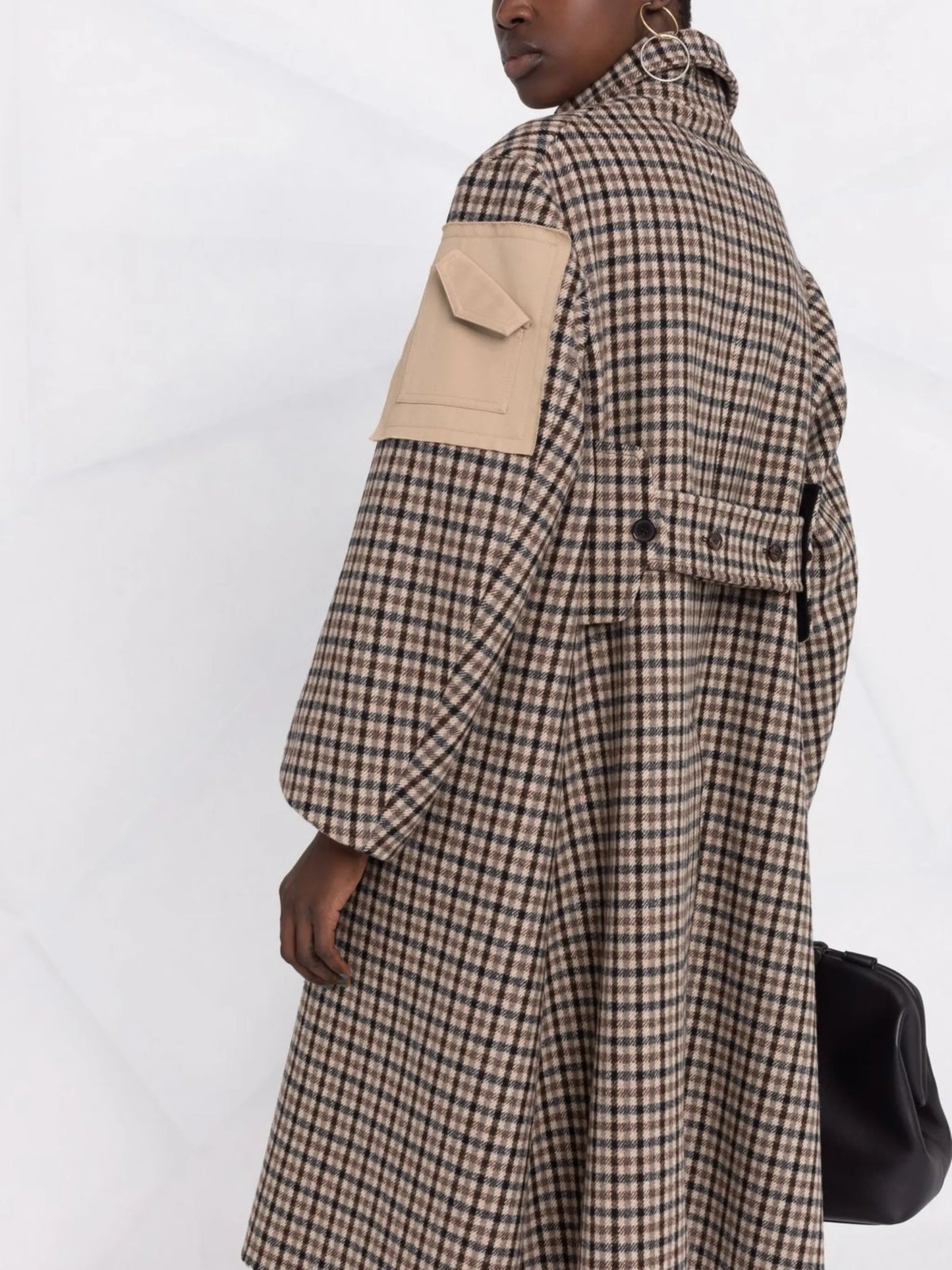 check-print wool coat