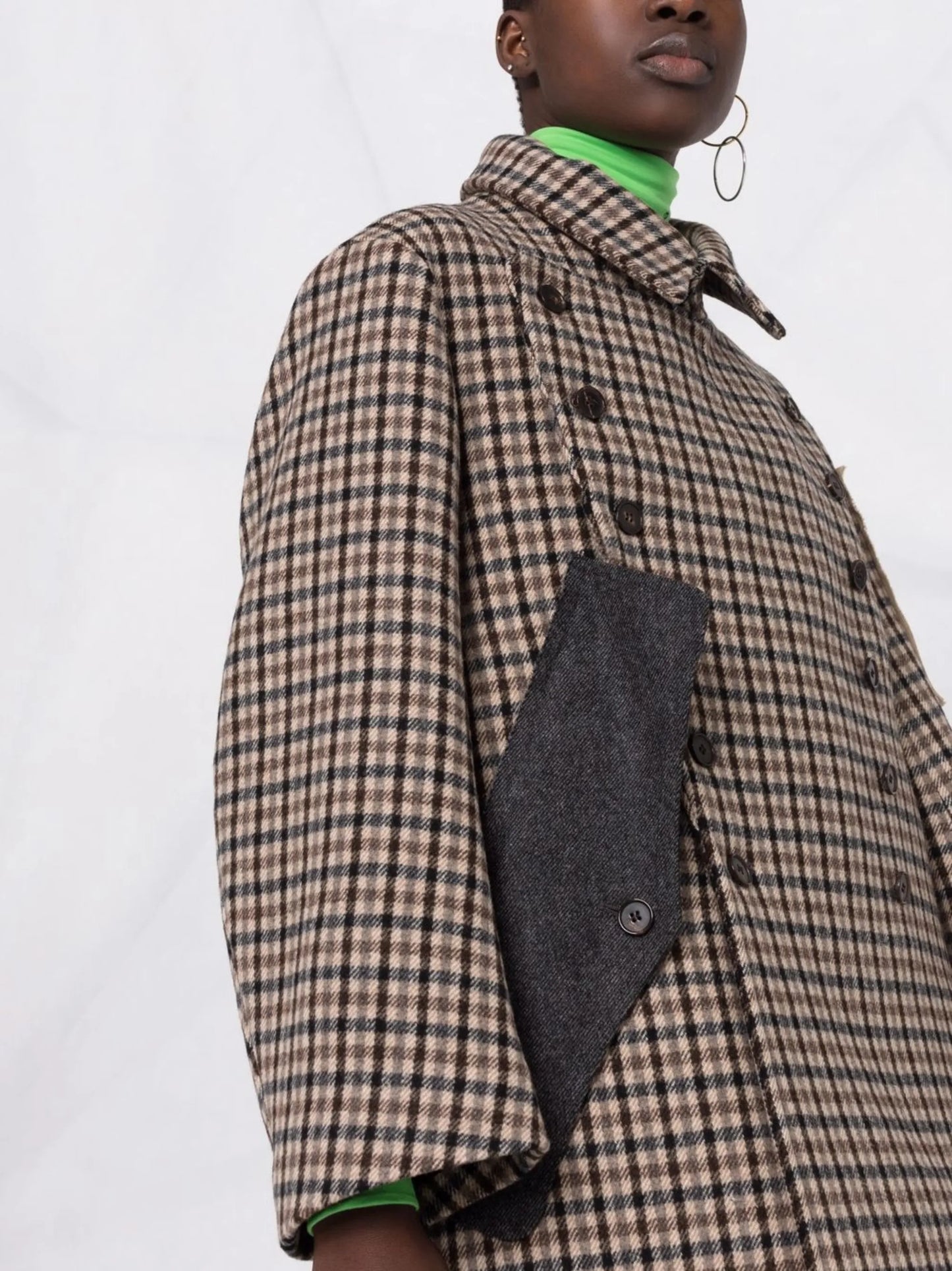 check-print wool coat