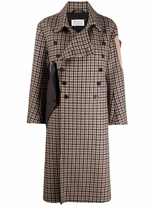 check-print wool coat