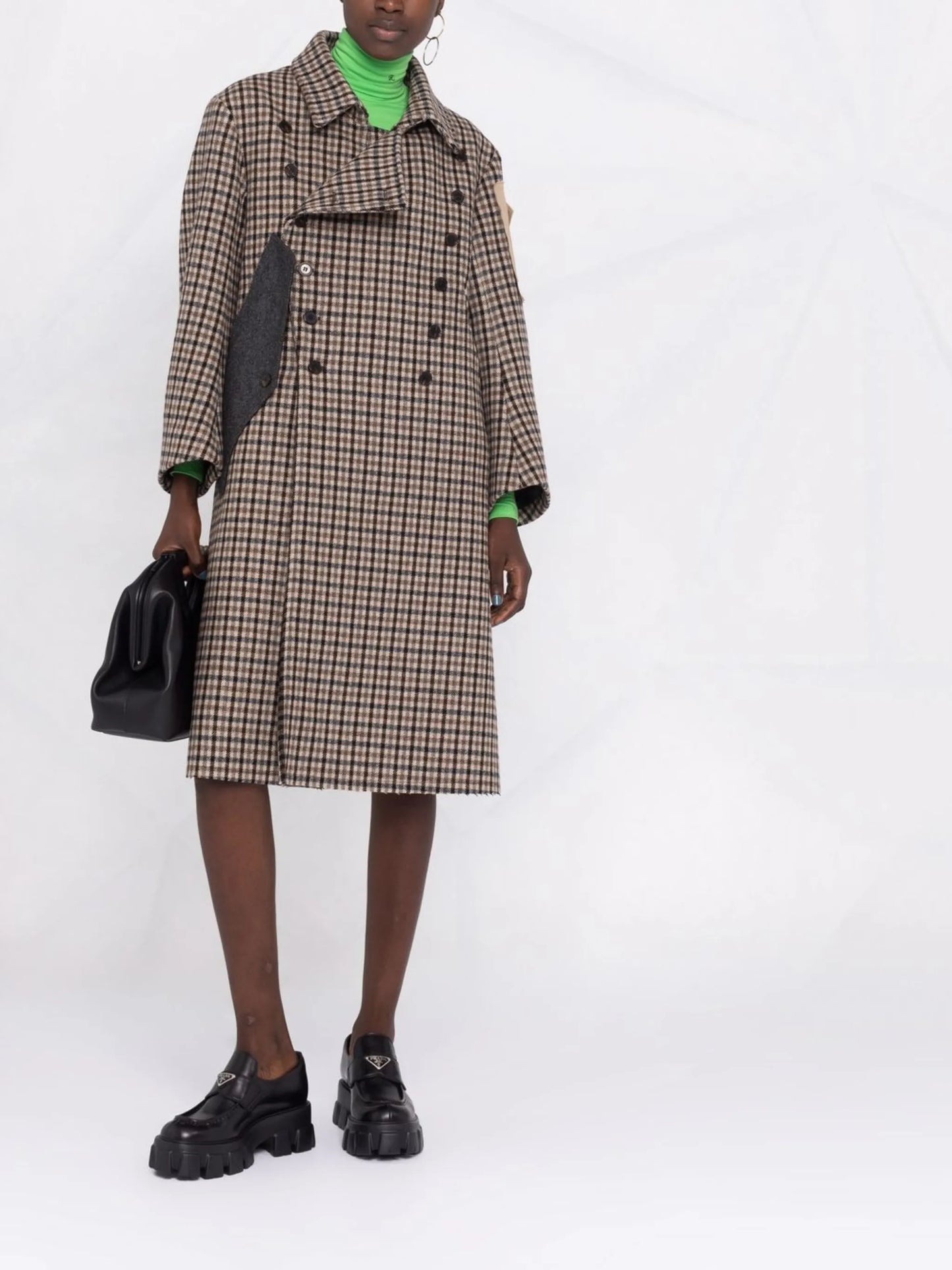 check-print wool coat