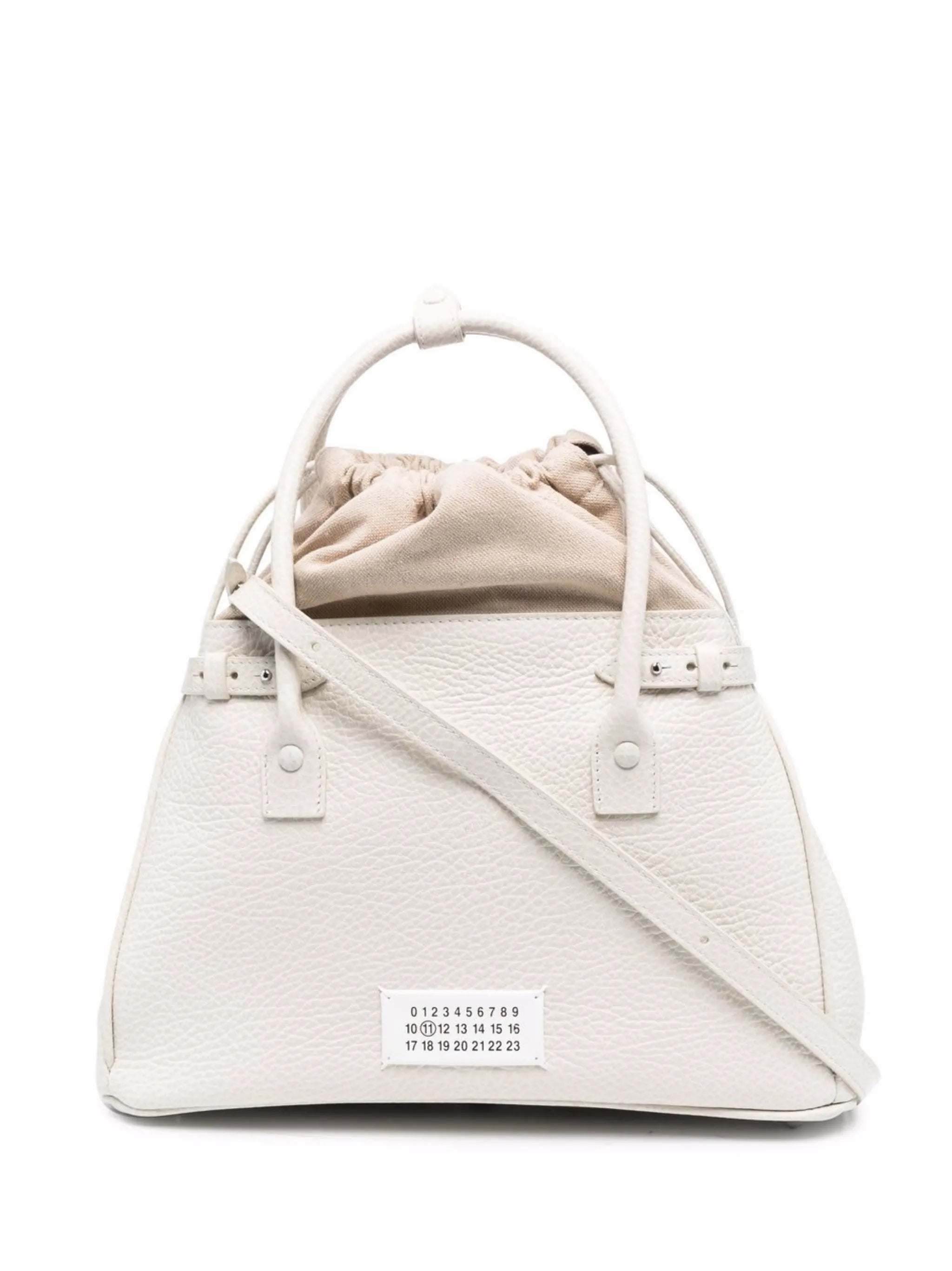 drawstring leather tote bag