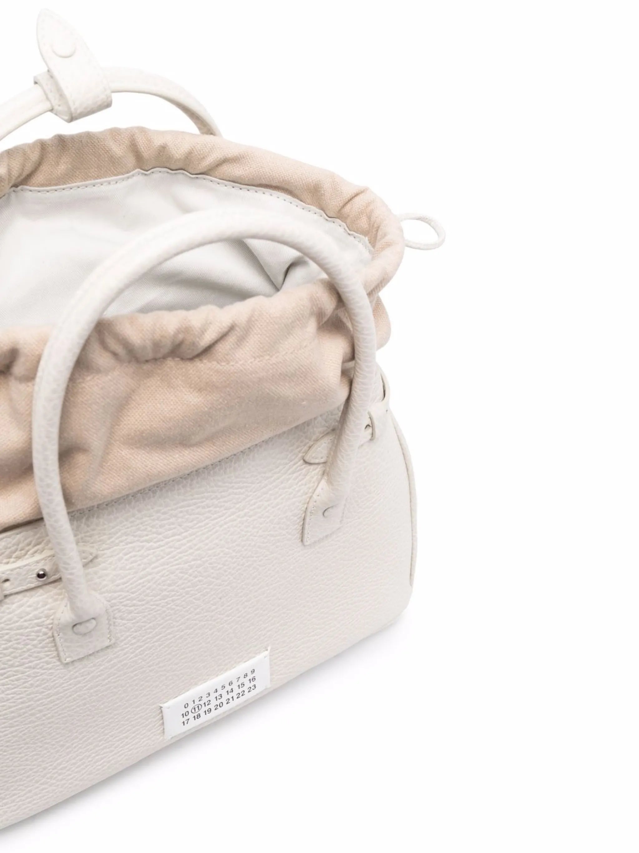 drawstring leather tote bag