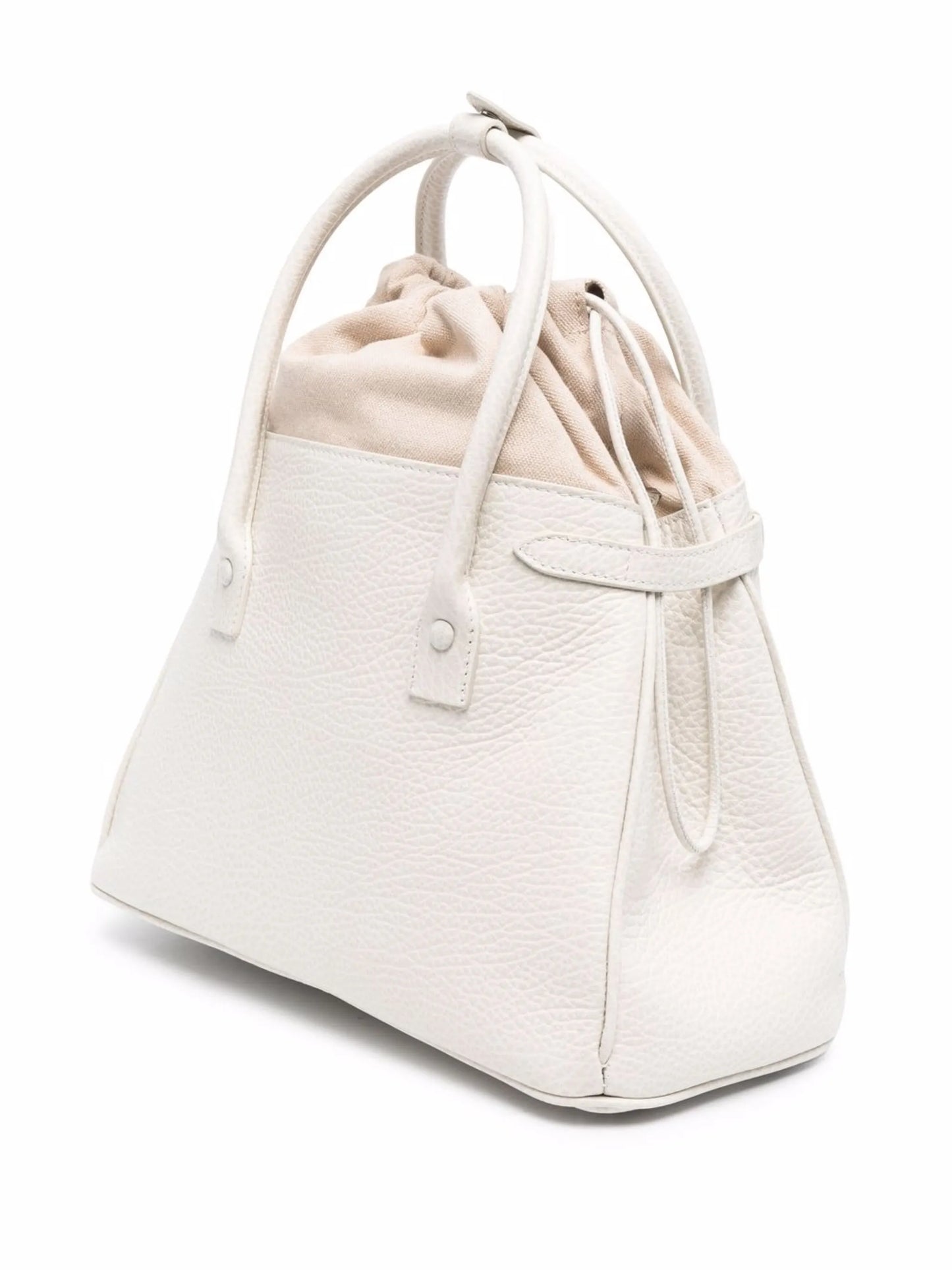 drawstring leather tote bag