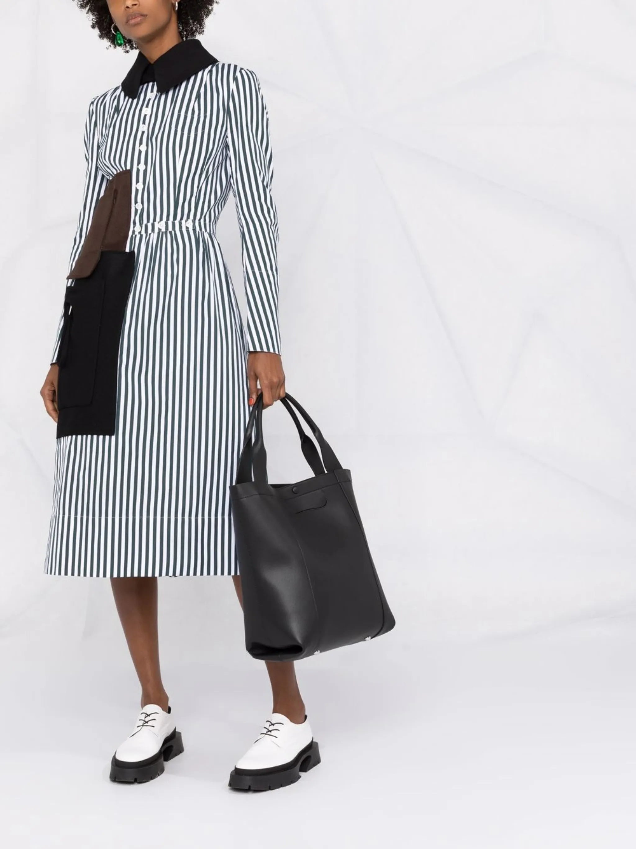 Memory Of stripe-pattern shirtdress