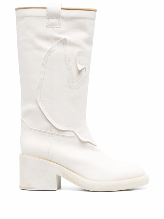 round-toe calf-length boots