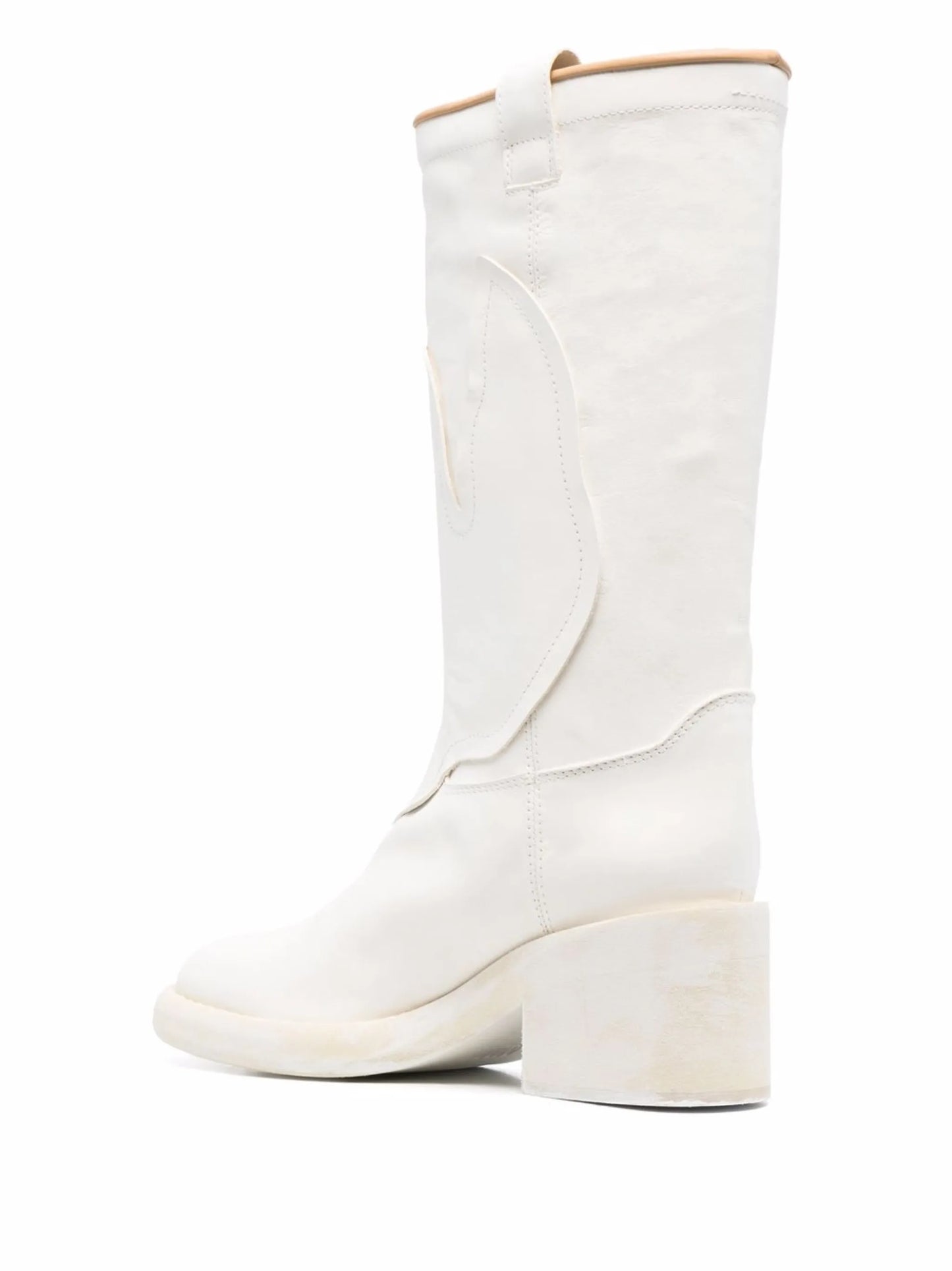 round-toe calf-length boots