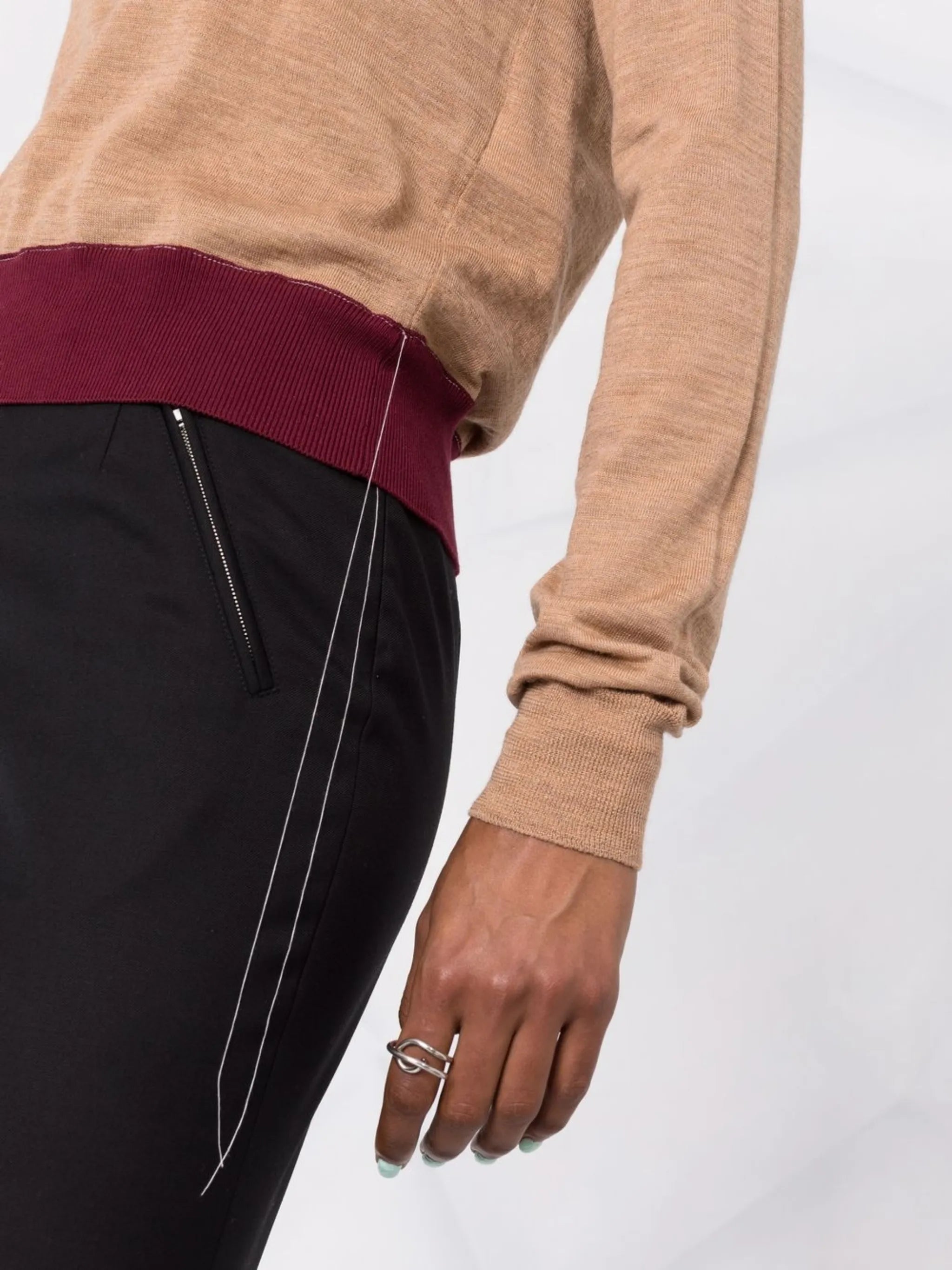 fine-knit long-sleeve polo shirt