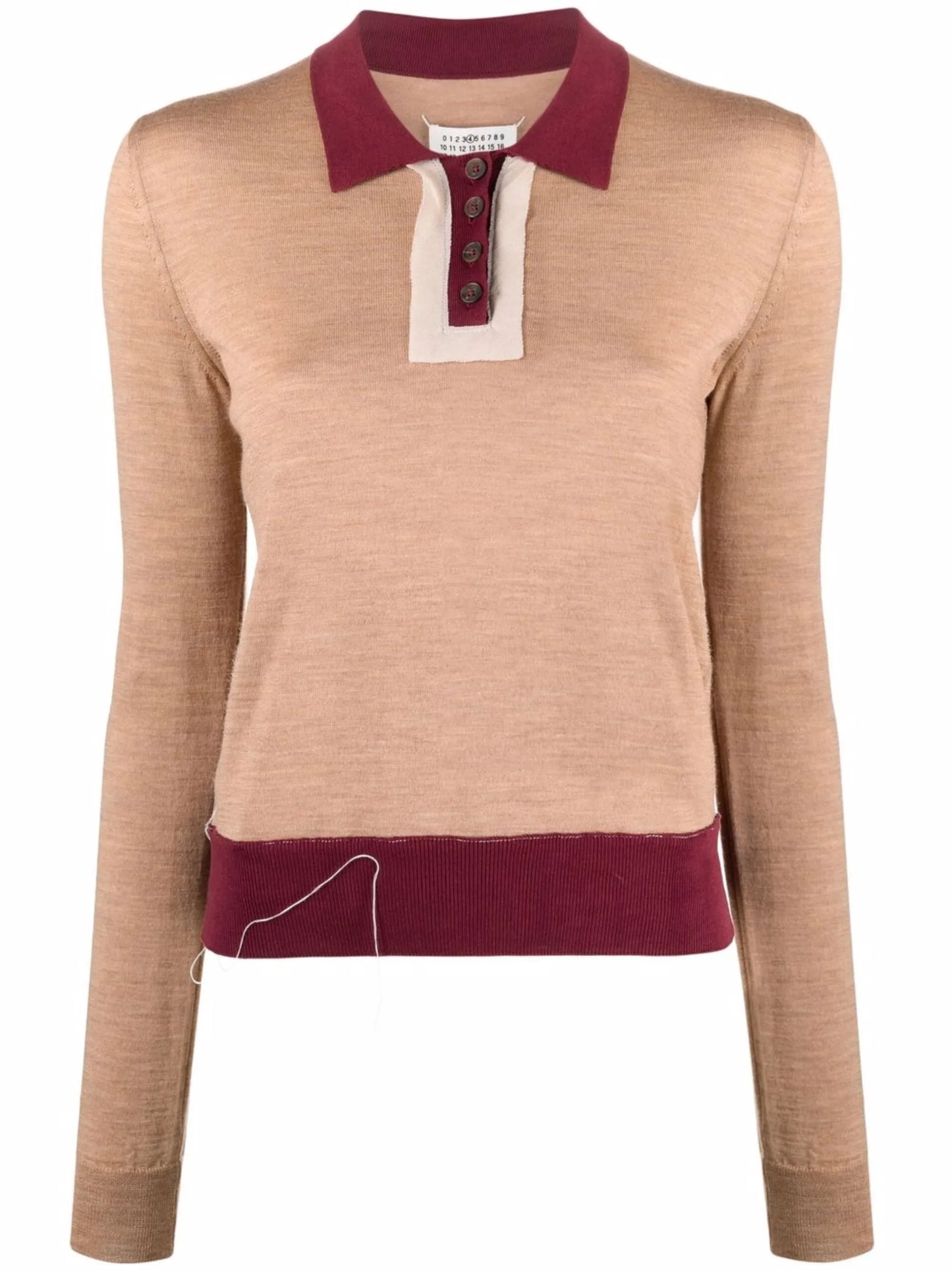 fine-knit long-sleeve polo shirt