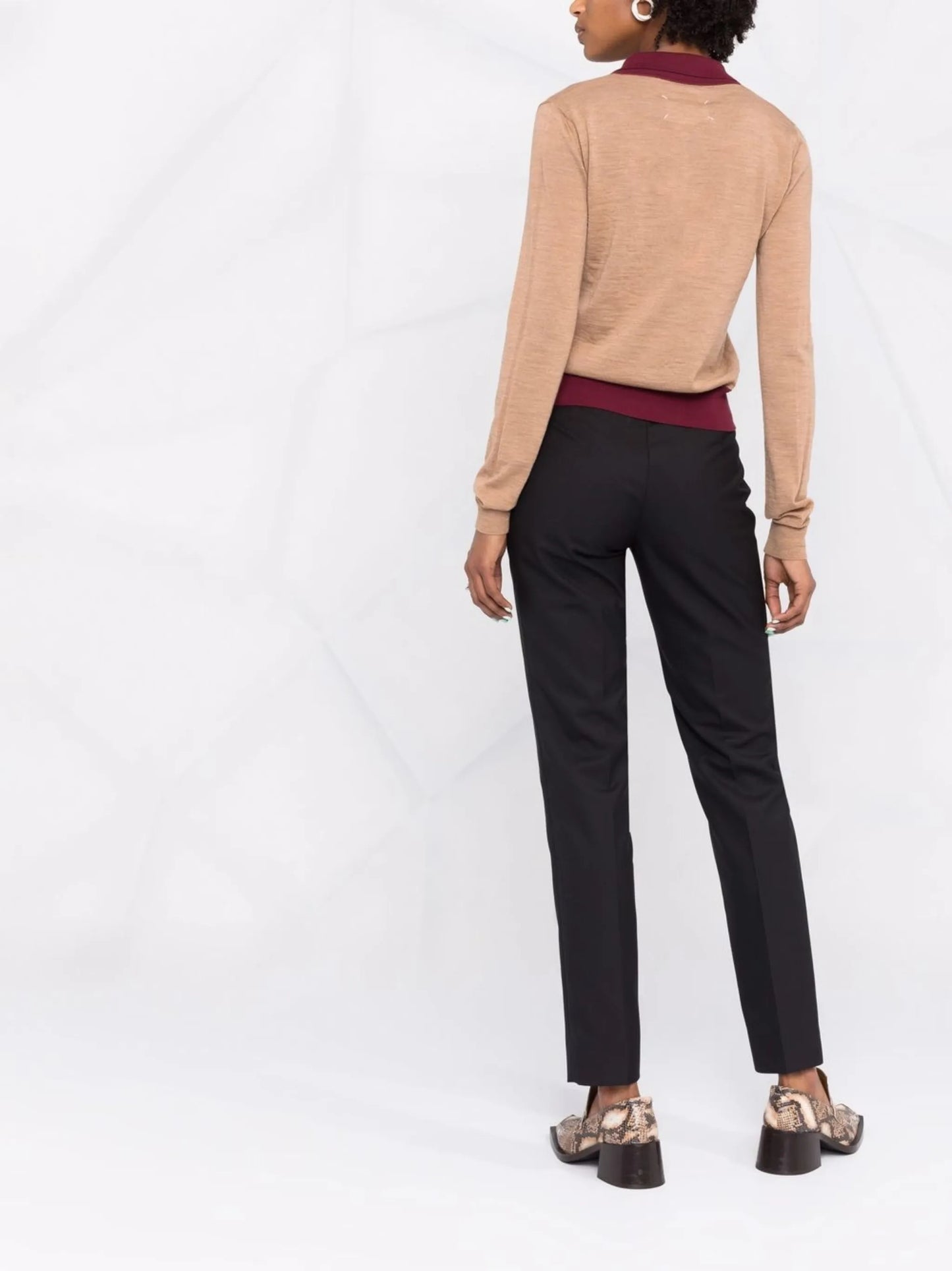 fine-knit long-sleeve polo shirt