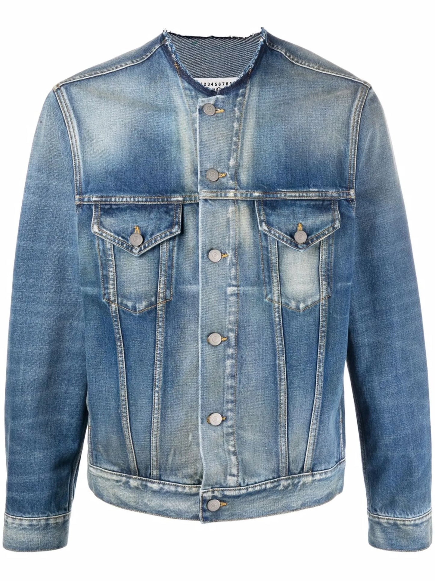 round-neck denim jacket