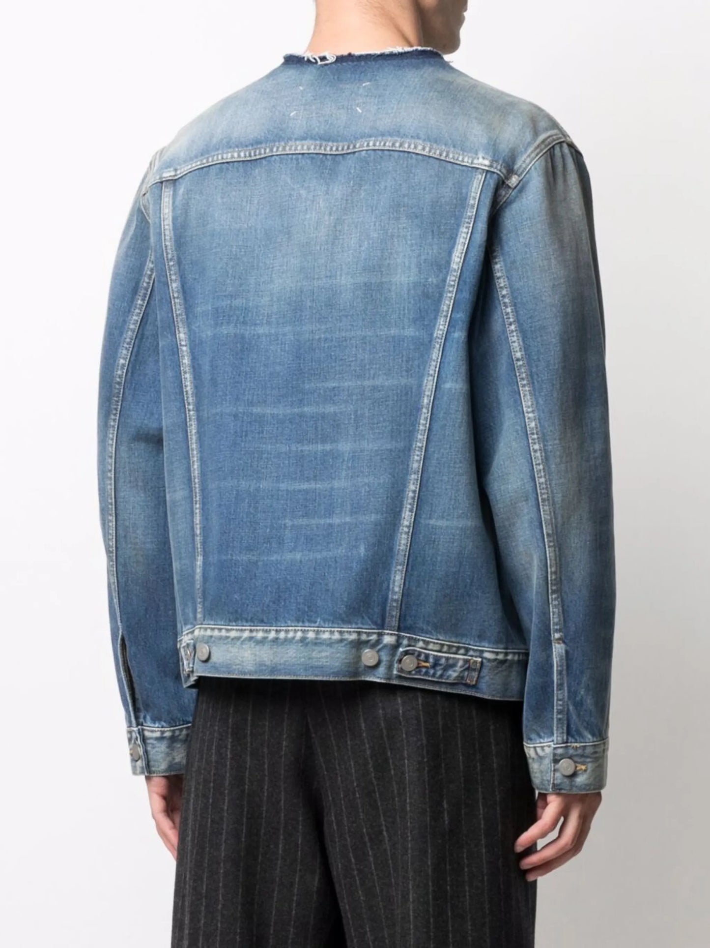 round-neck denim jacket