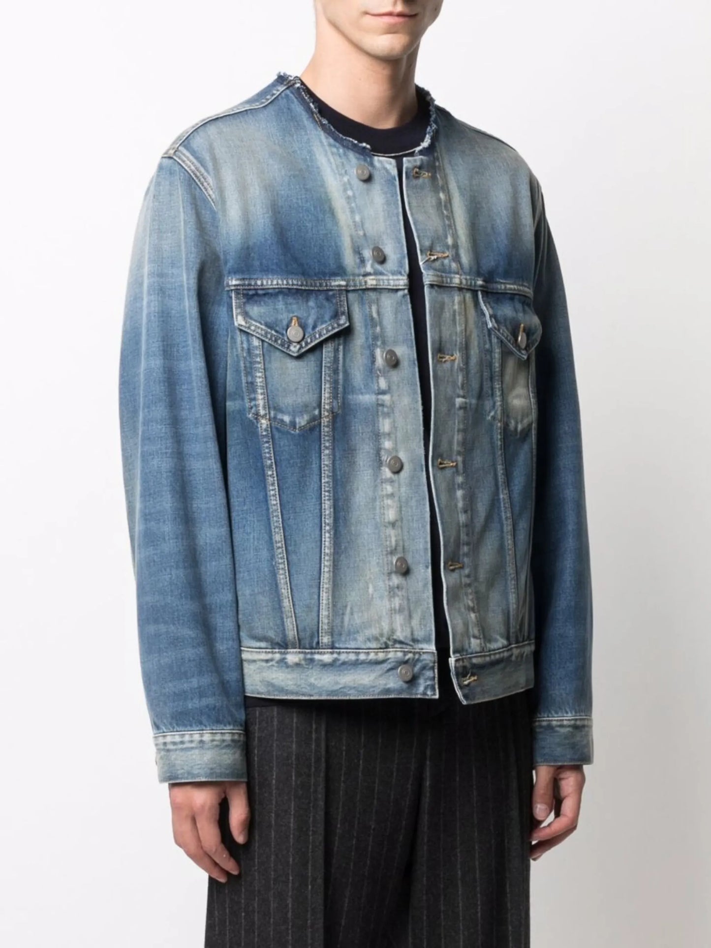 round-neck denim jacket