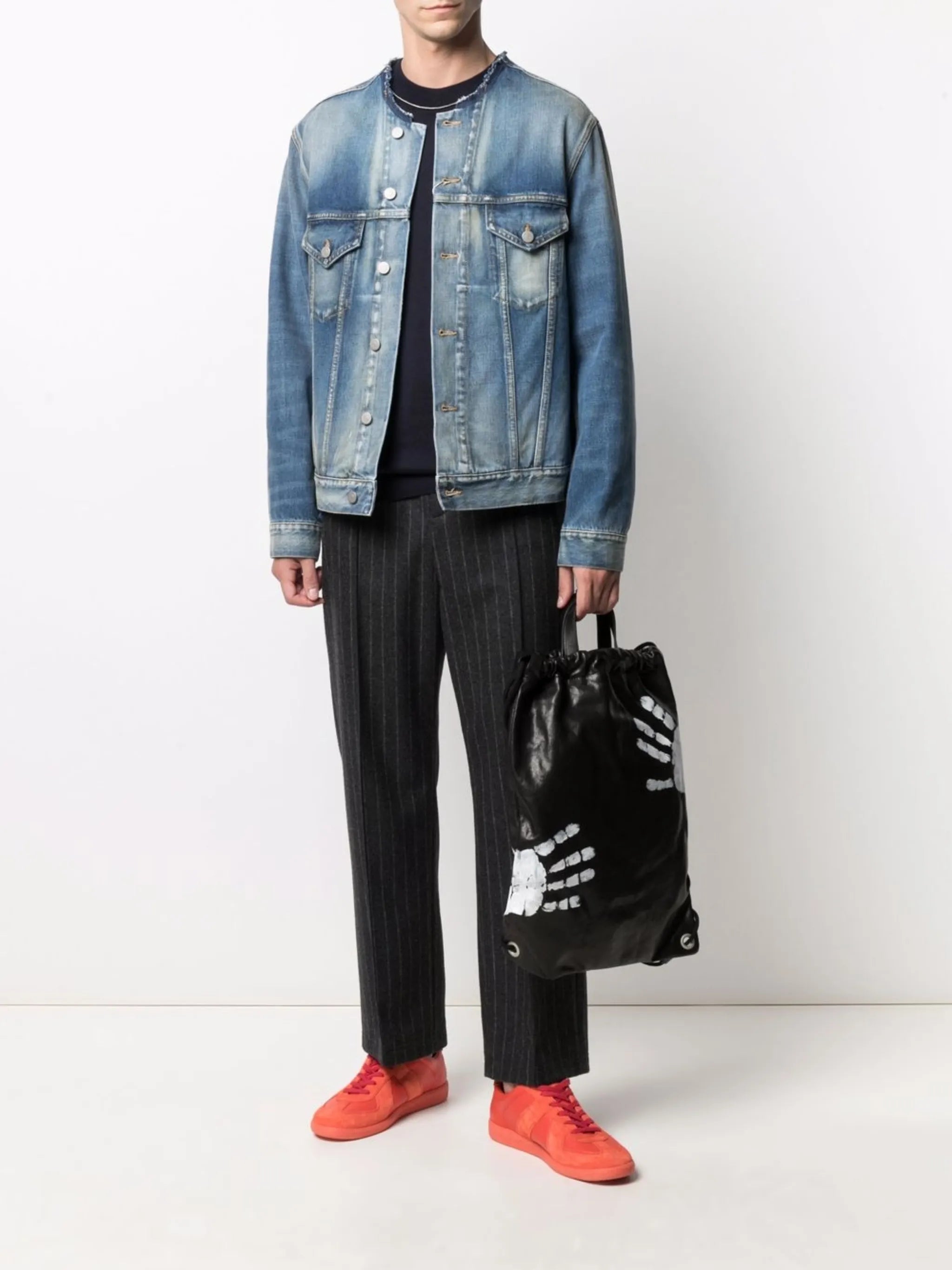 round-neck denim jacket
