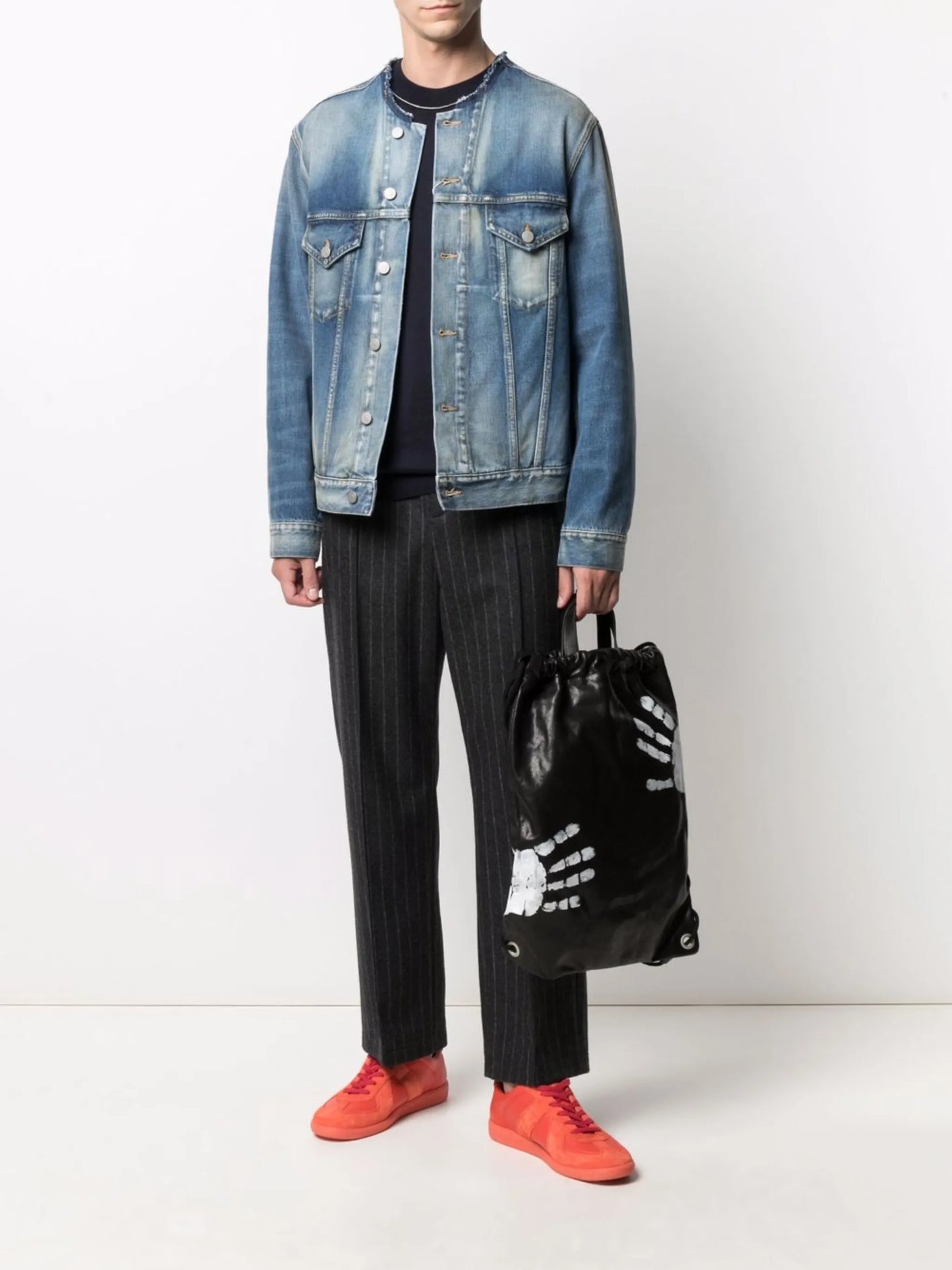 round-neck denim jacket