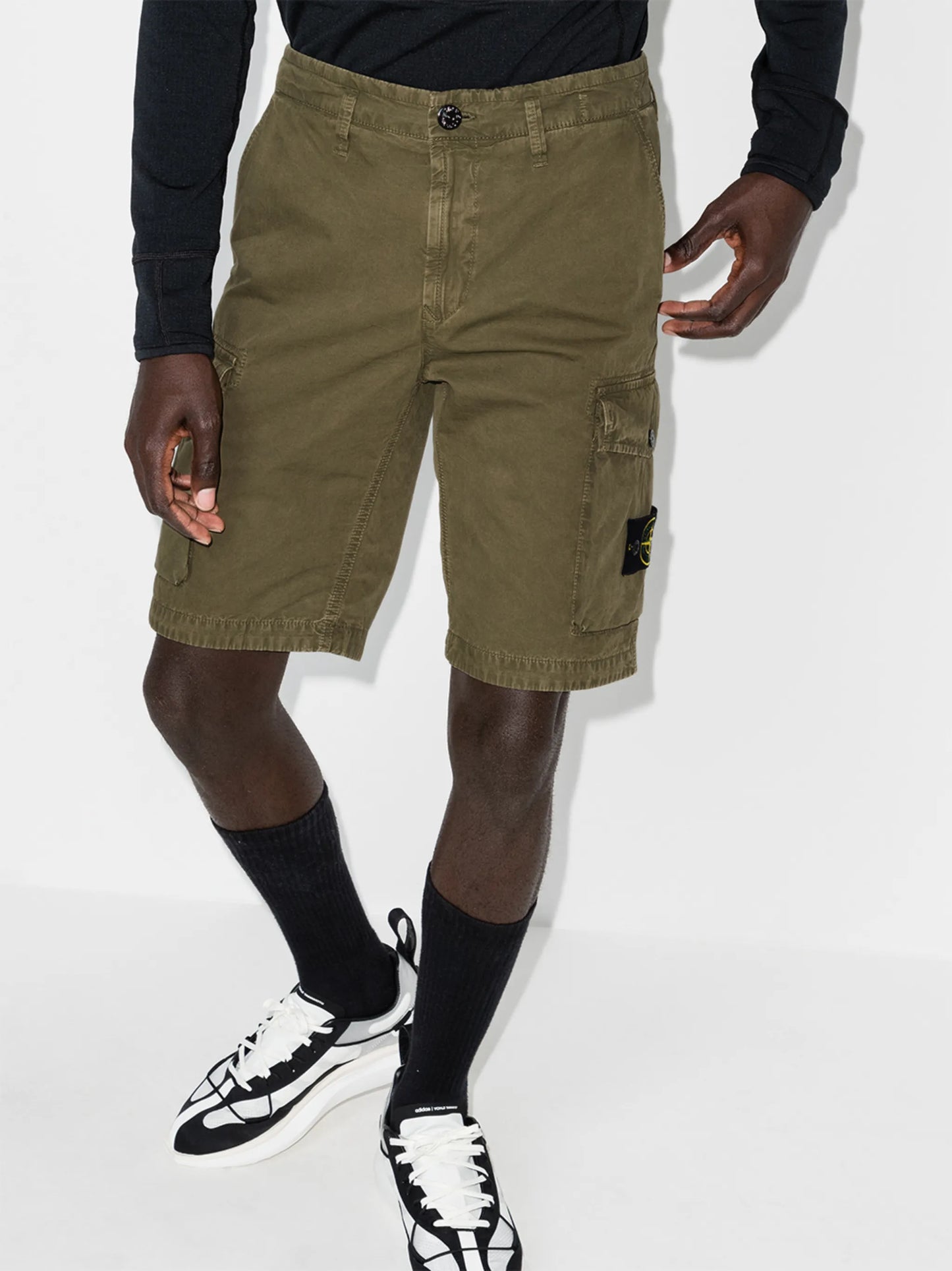logo patch cargo shorts