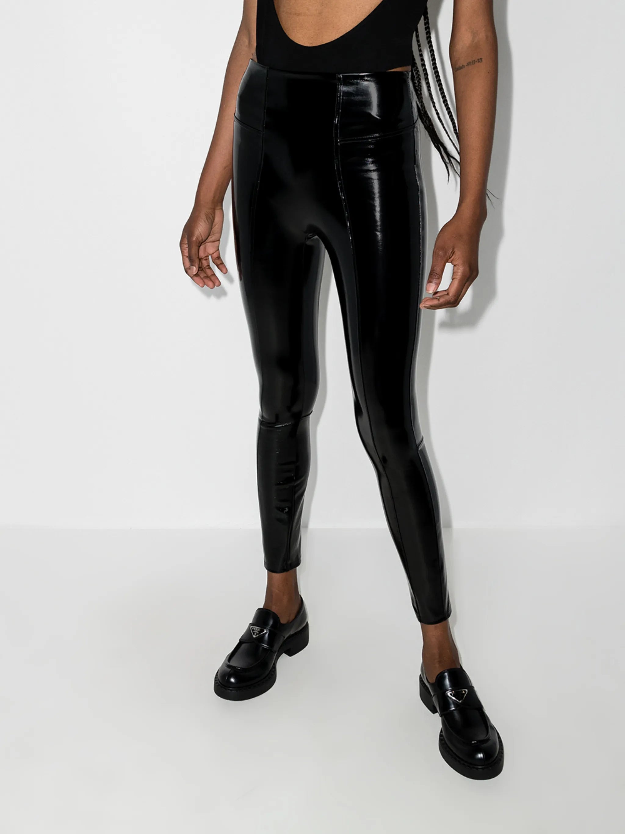 high-rise faux-leather leggings