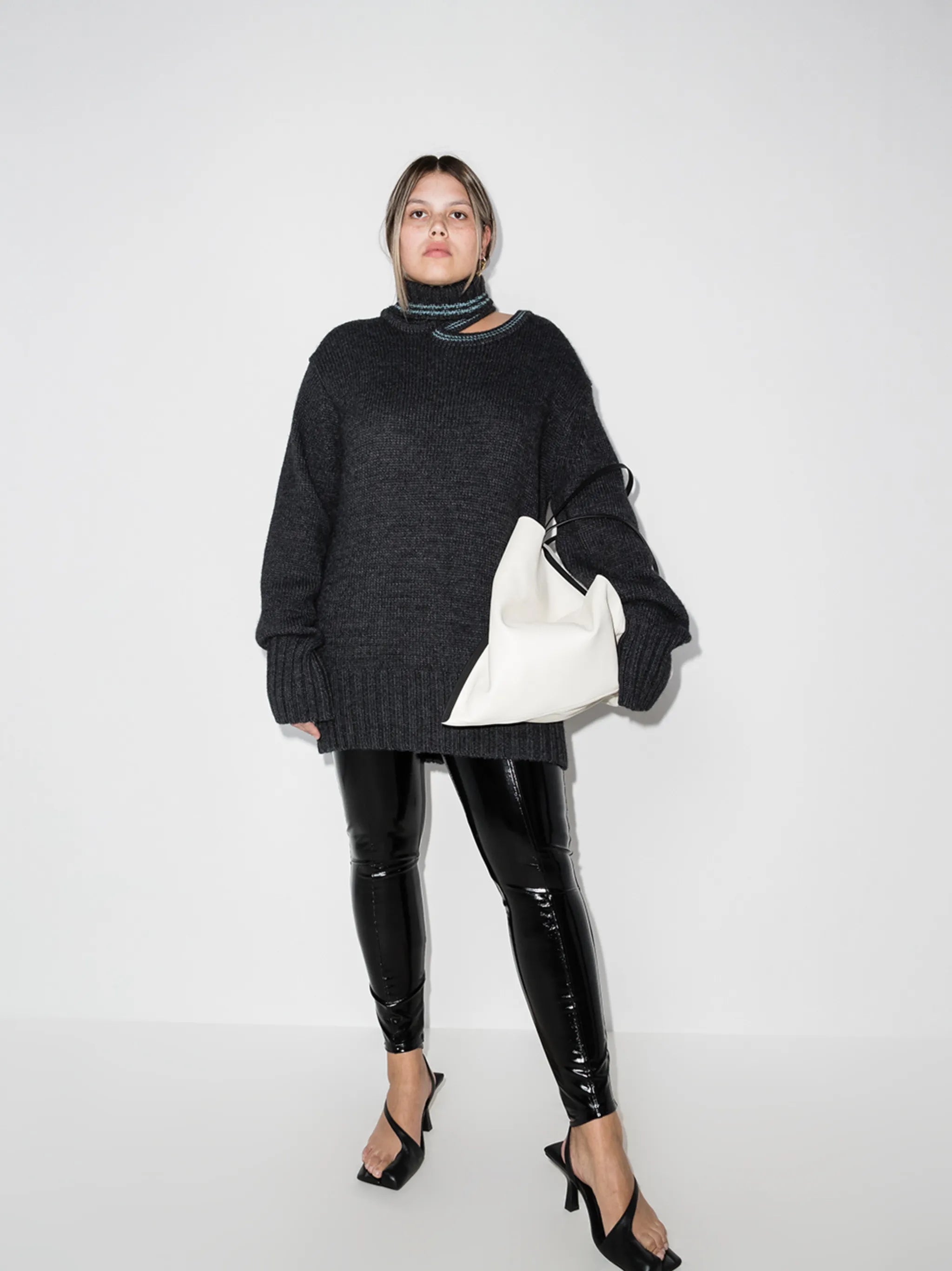 high-rise faux-leather leggings