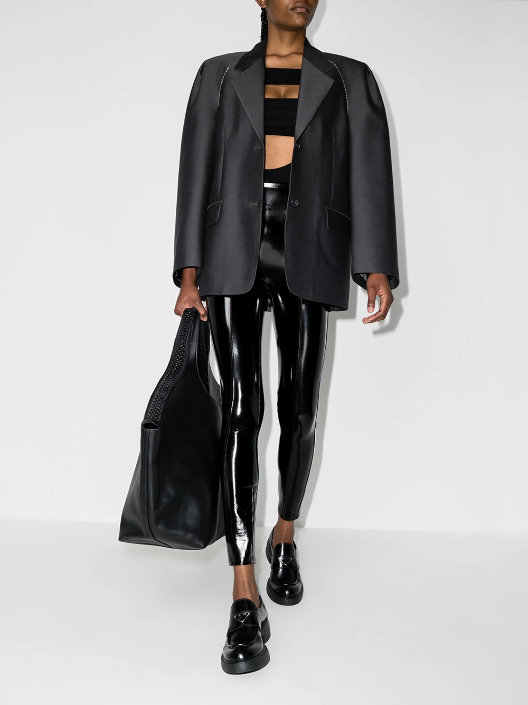 high-rise faux-leather leggings