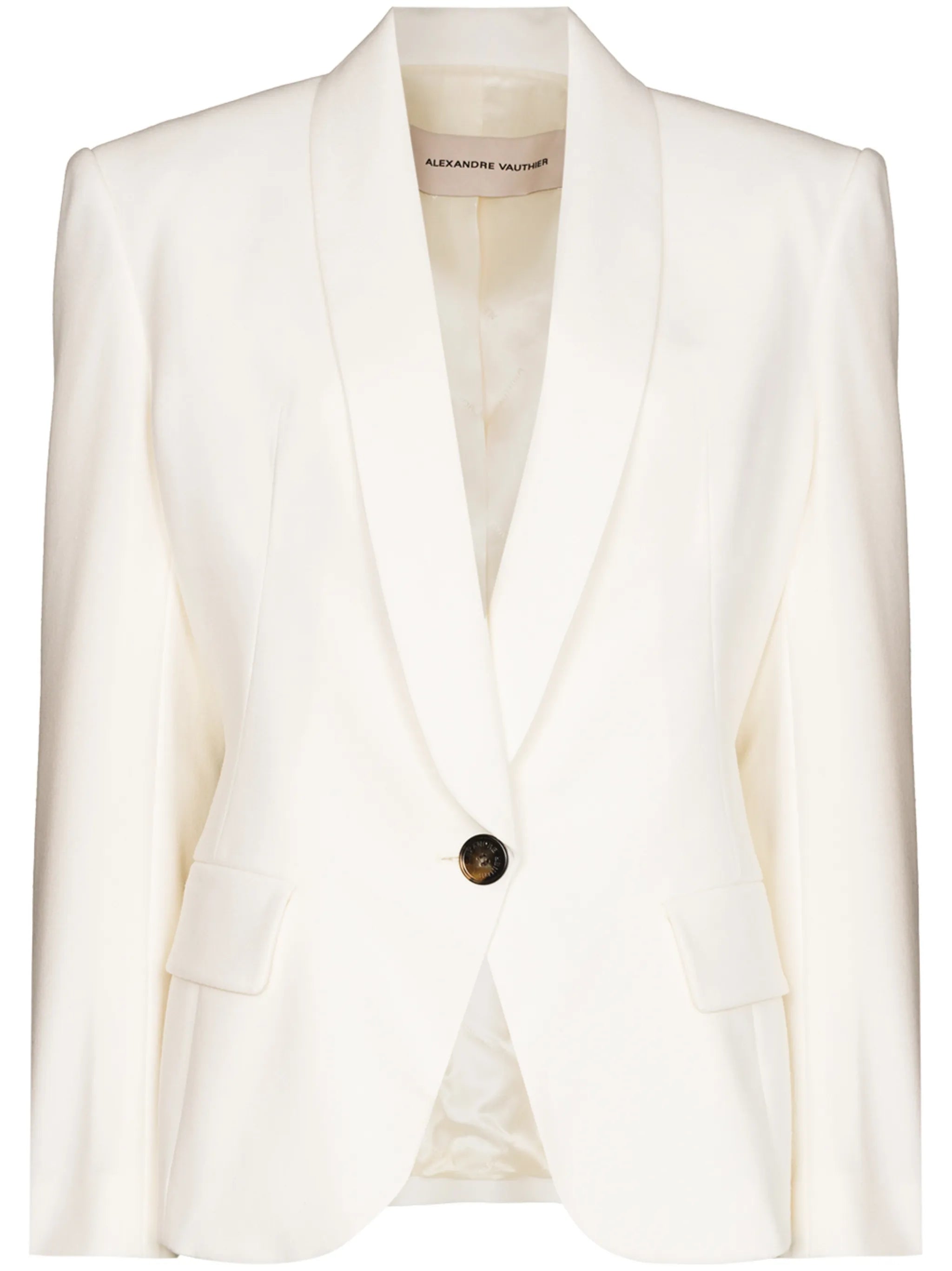padded-shoulder single-breasted blazer