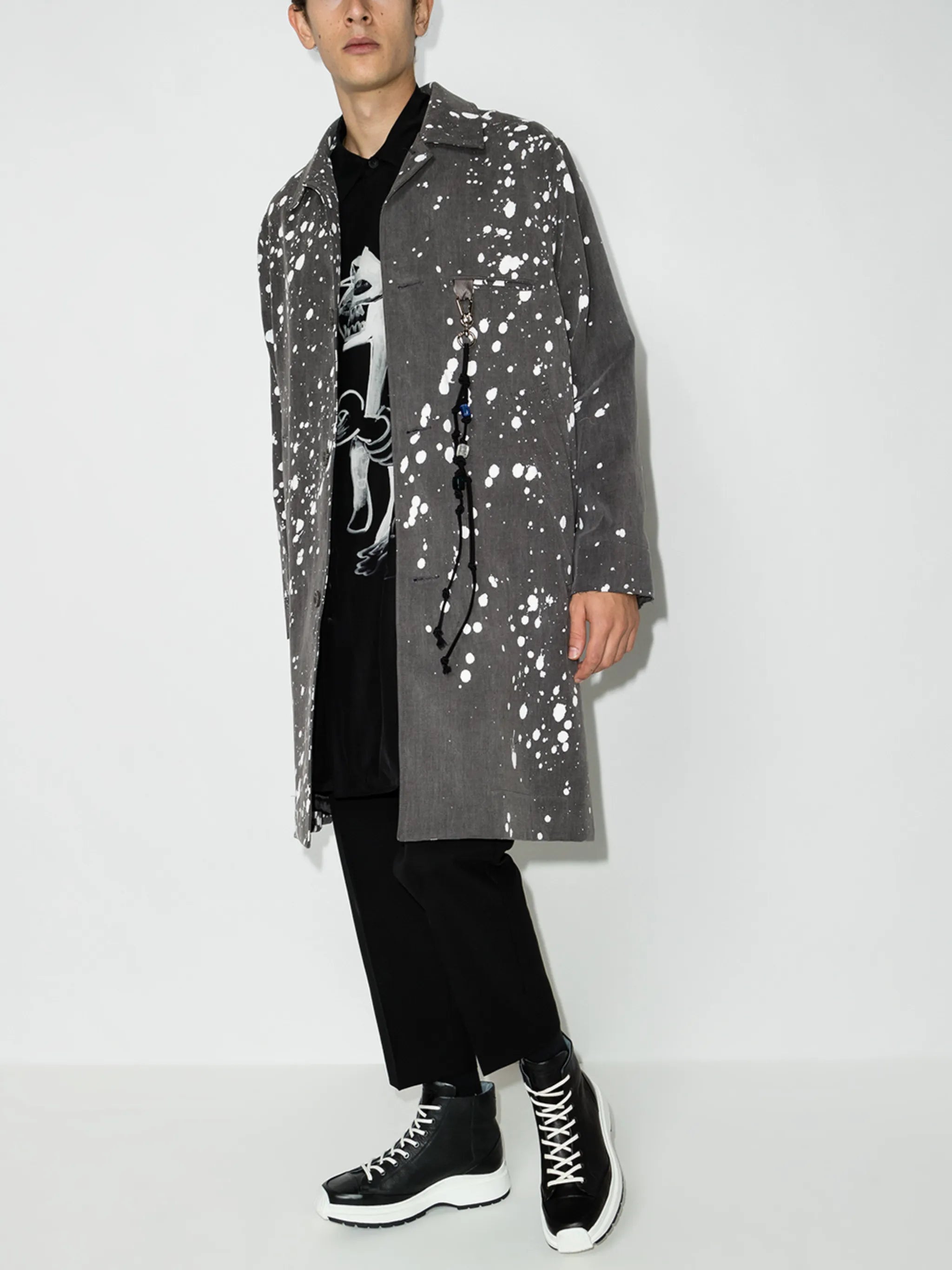 paint-splatter single-breasted jacket