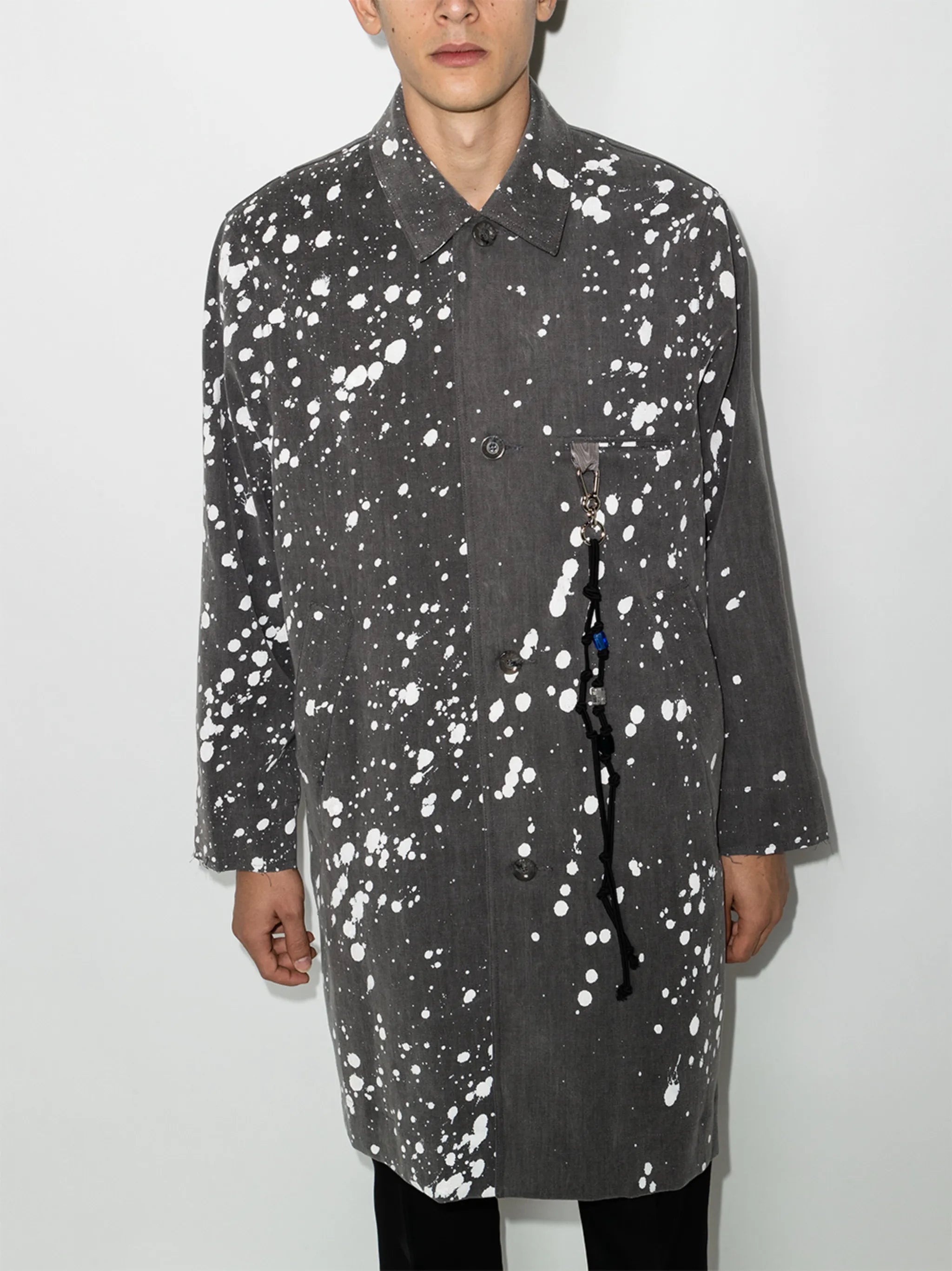 paint-splatter single-breasted jacket