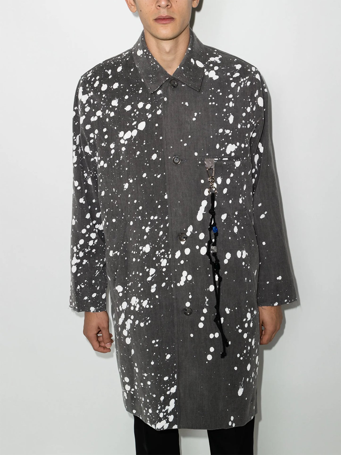 paint-splatter single-breasted jacket