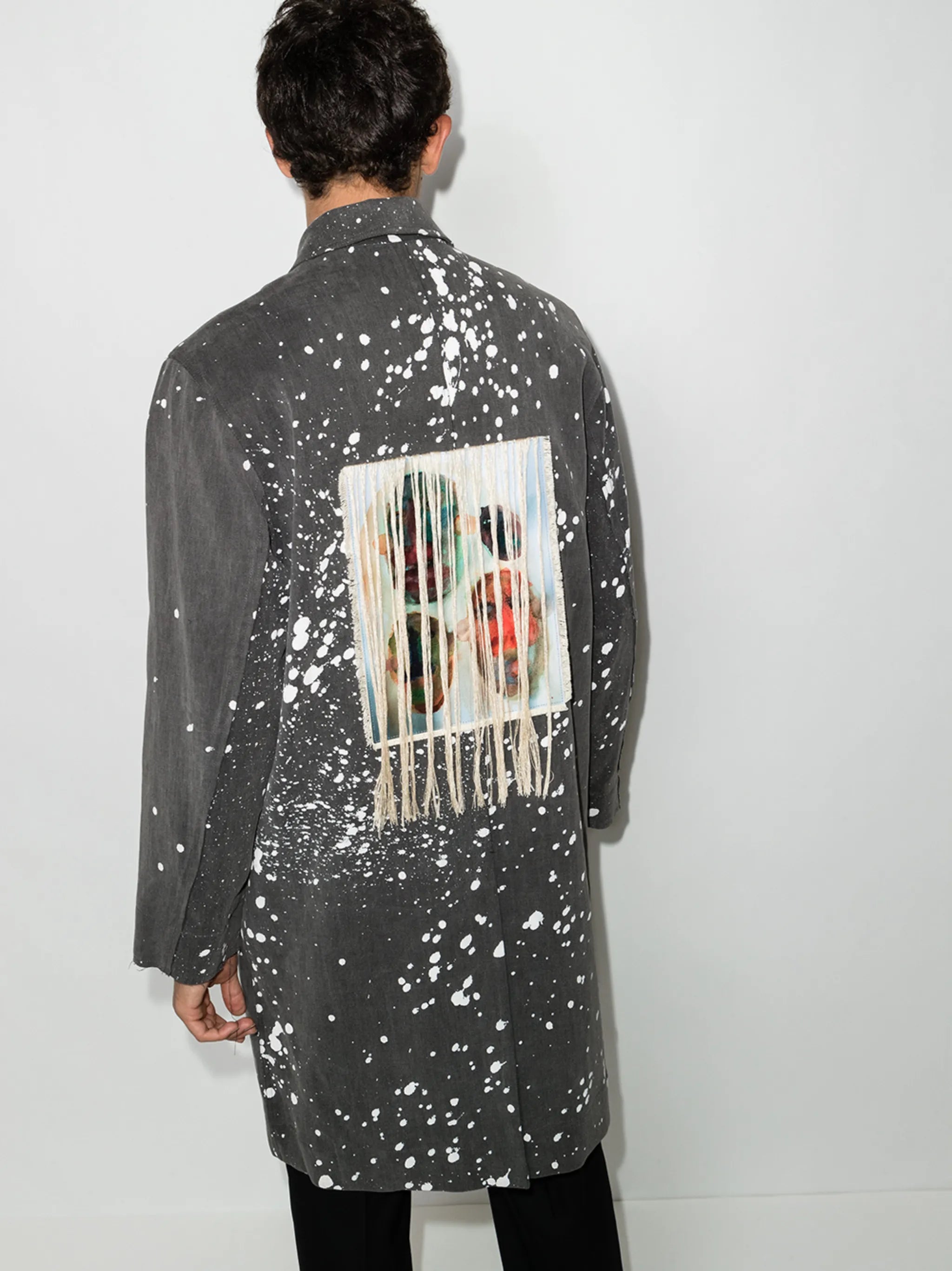 paint-splatter single-breasted jacket