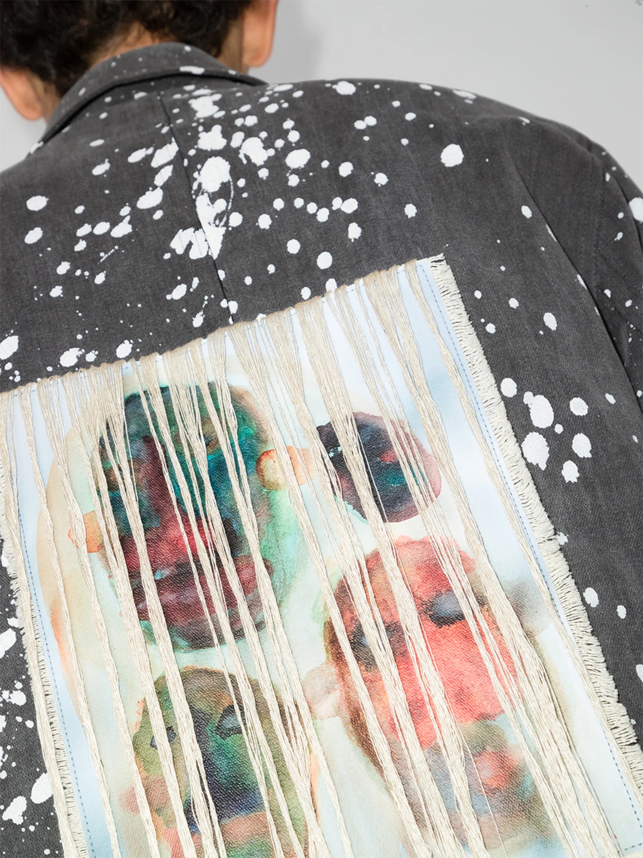 paint-splatter single-breasted jacket