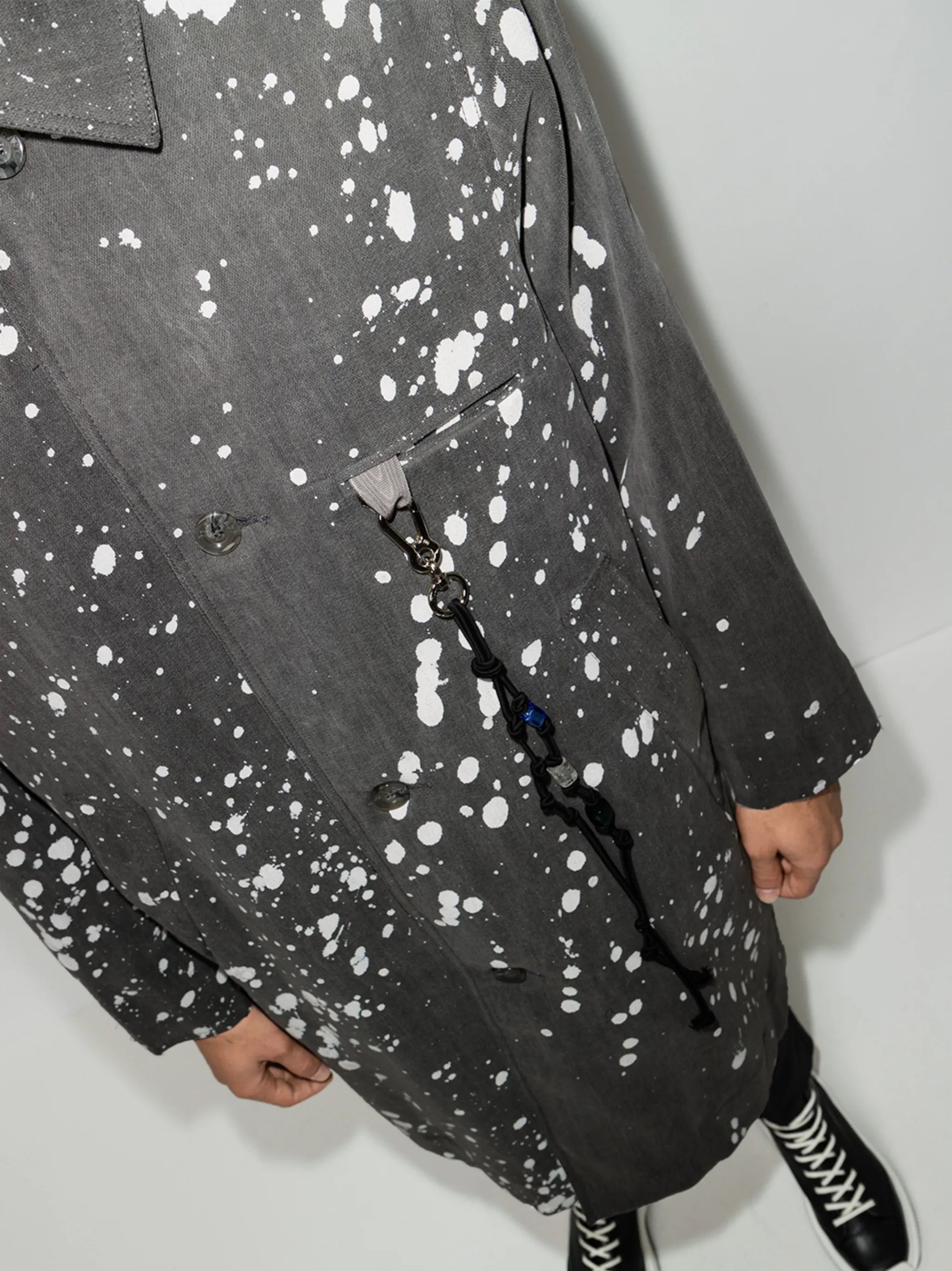 paint-splatter single-breasted jacket