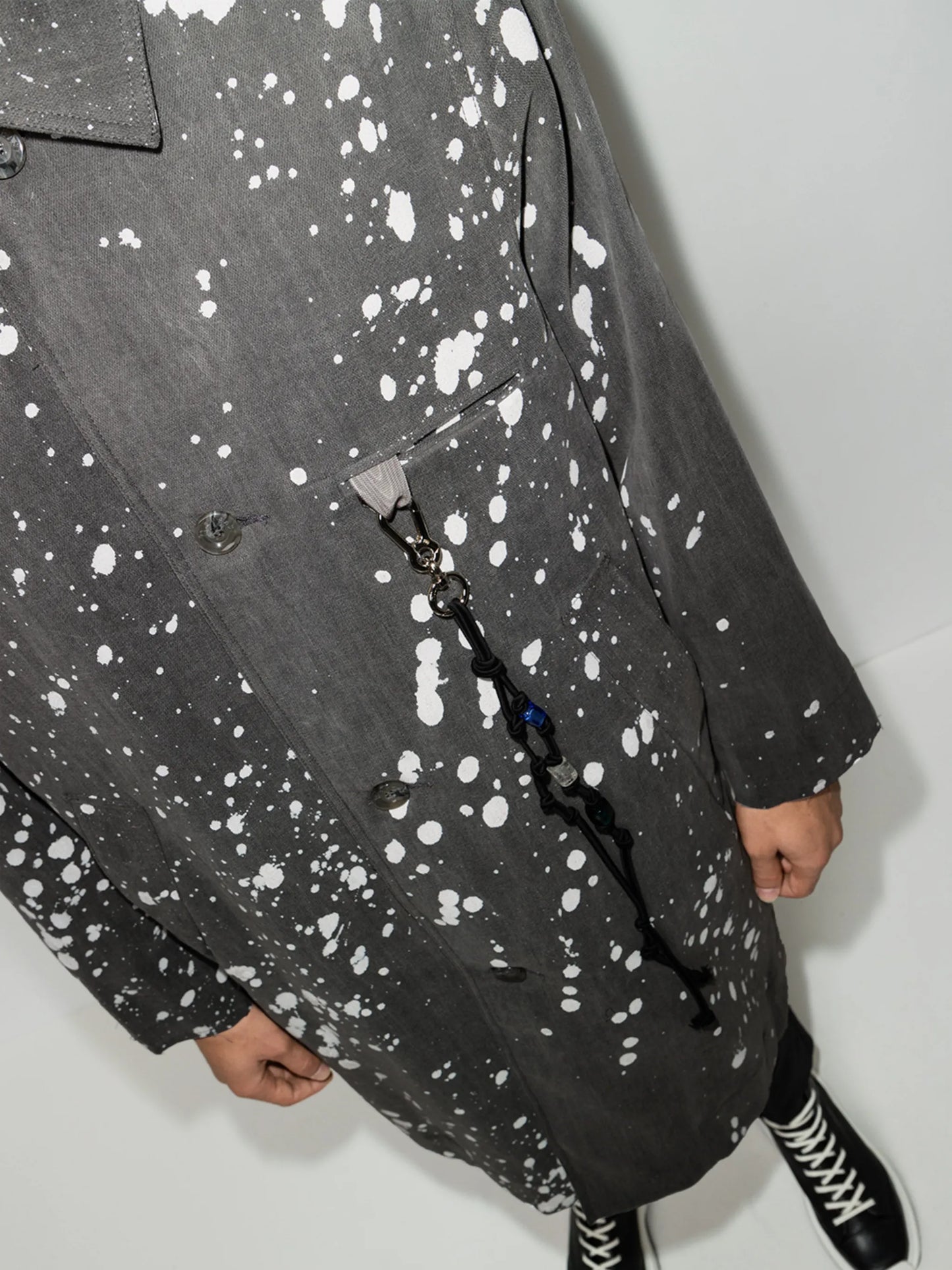 paint-splatter single-breasted jacket