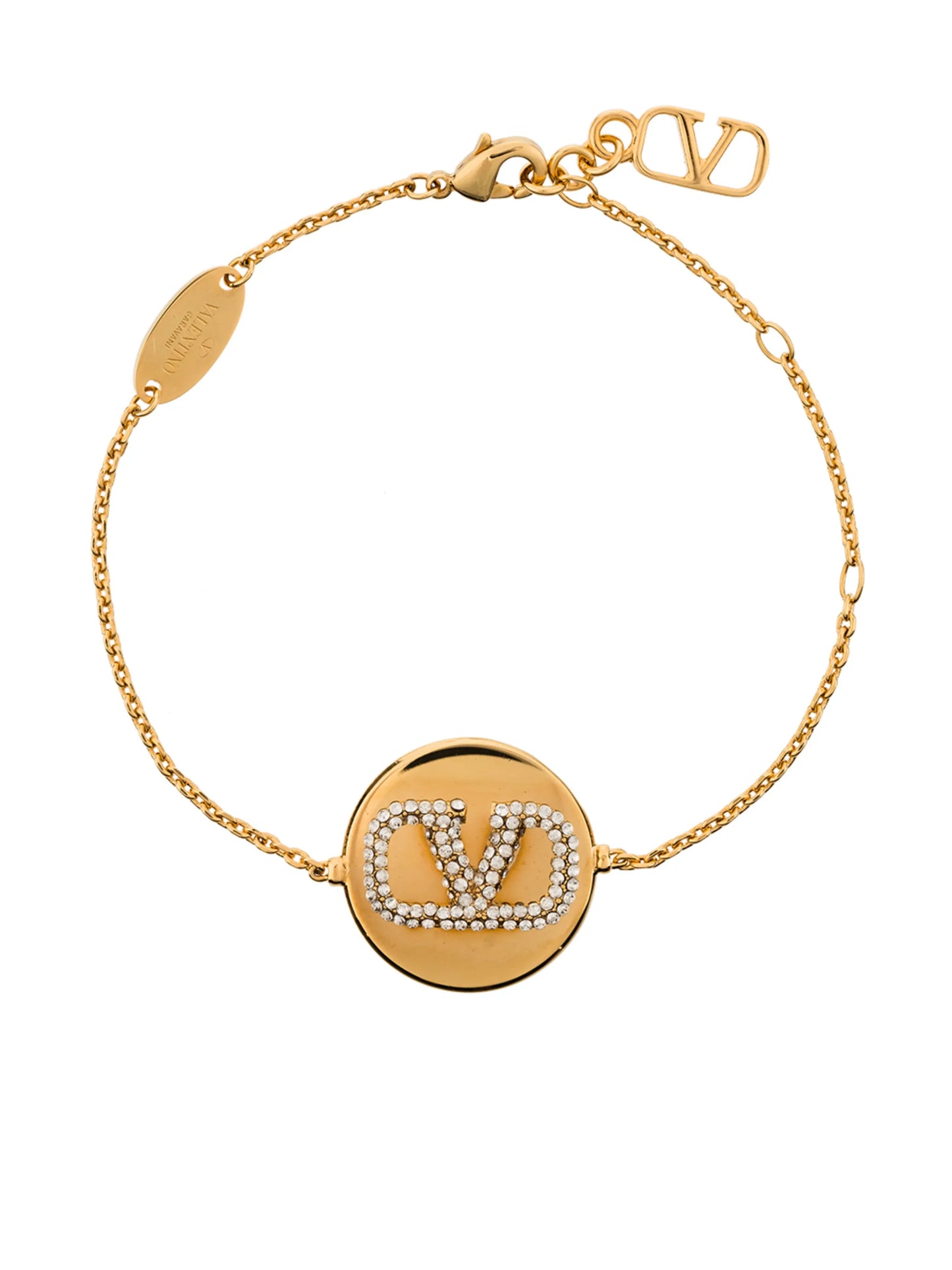 crystal VLogo disc chain bracelet