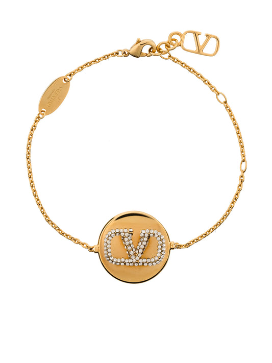crystal VLogo disc chain bracelet