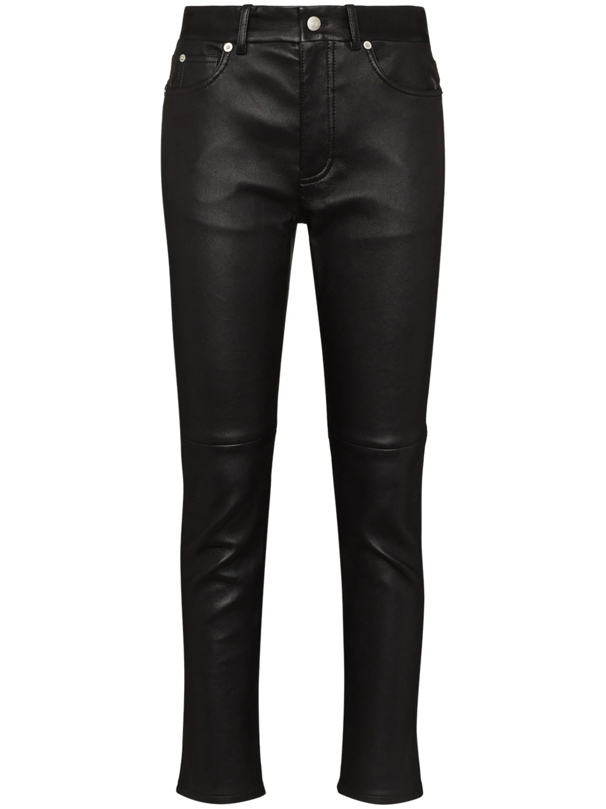 high-rise leather trousers